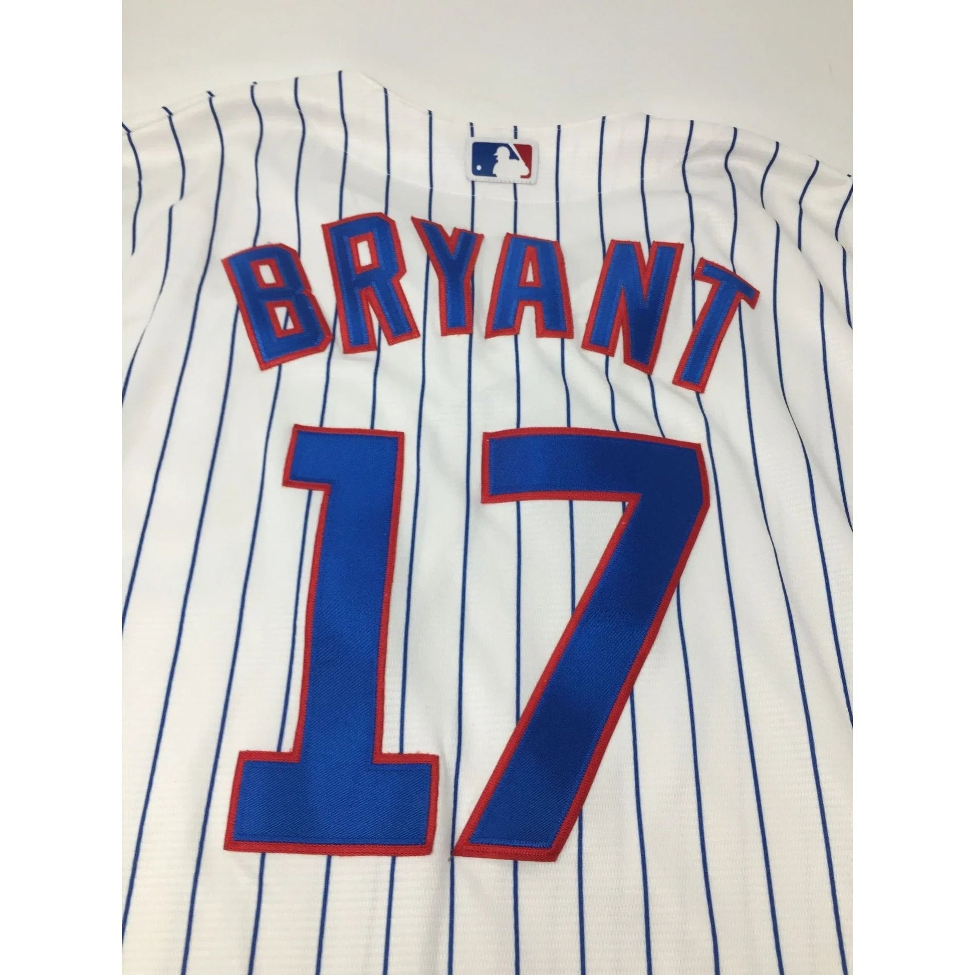 Vintage Chicago Cubs Kris Bryant 17 White and Blue Striped Button Jersey Size 2XL - majestic - Shirts & Tops - A+ Stuff