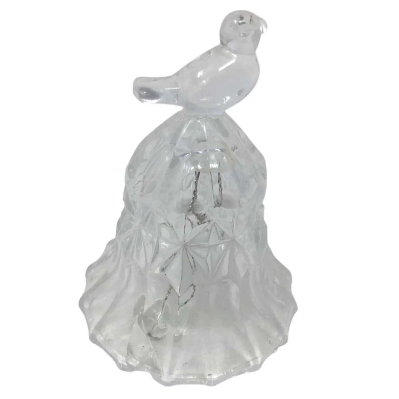 Vintage Clear Crystal Cut Glass Hand Bell with Bird on Top - A+ Stuff - Collectibles - A+ Stuff