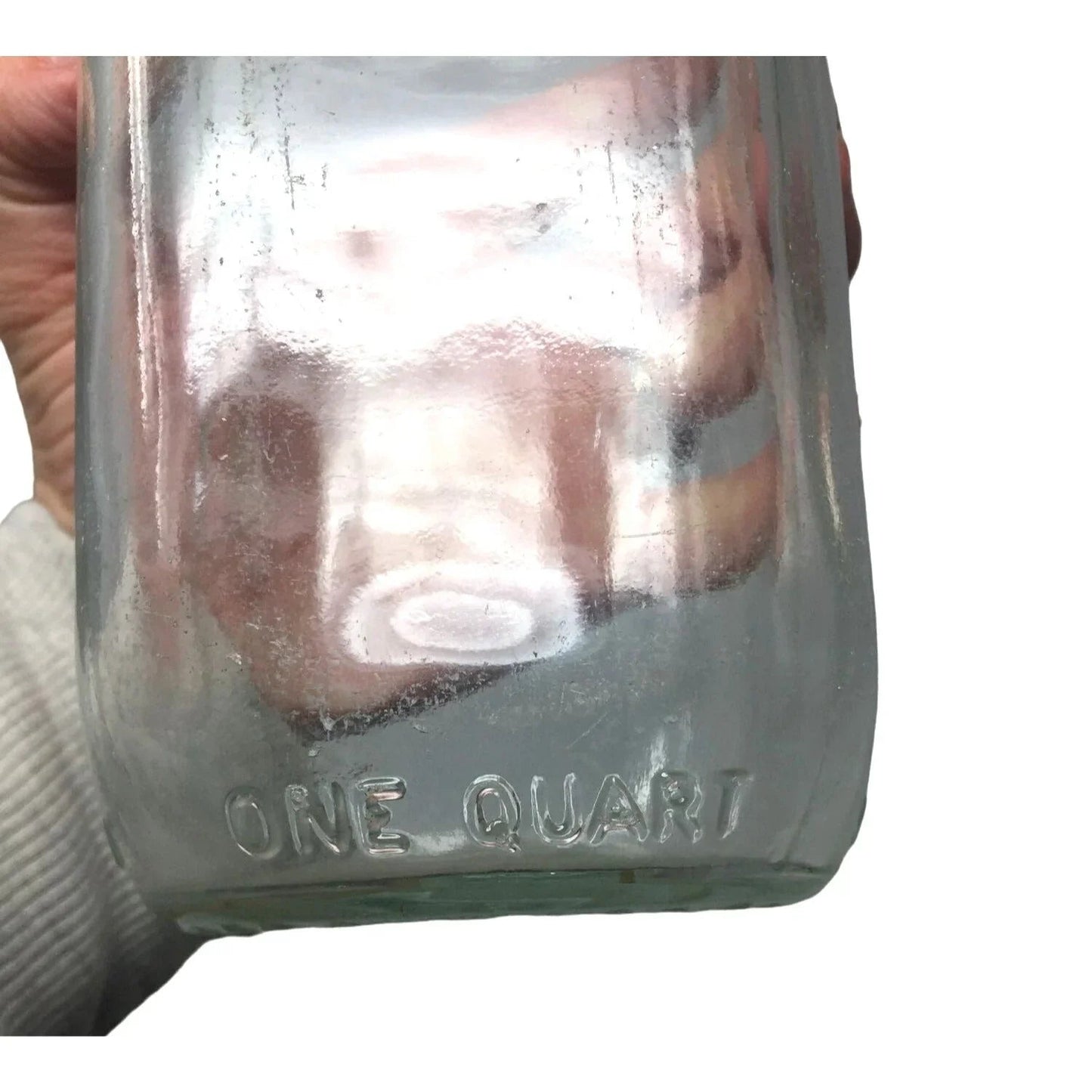 Vintage Clear Glass 1 Quart Milk Jug/Bottle (25 80 on the bottom) - unbranded - Milk Jar - A+ Stuff