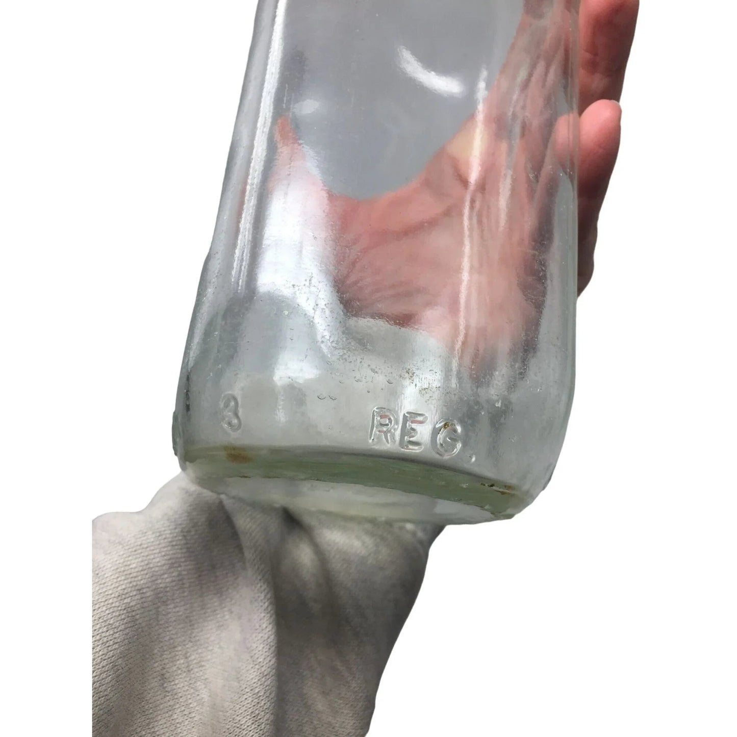 Vintage Clear Glass 1 Quart Milk Jug/Bottle (25 80 on the bottom) - unbranded - Milk Jar - A+ Stuff