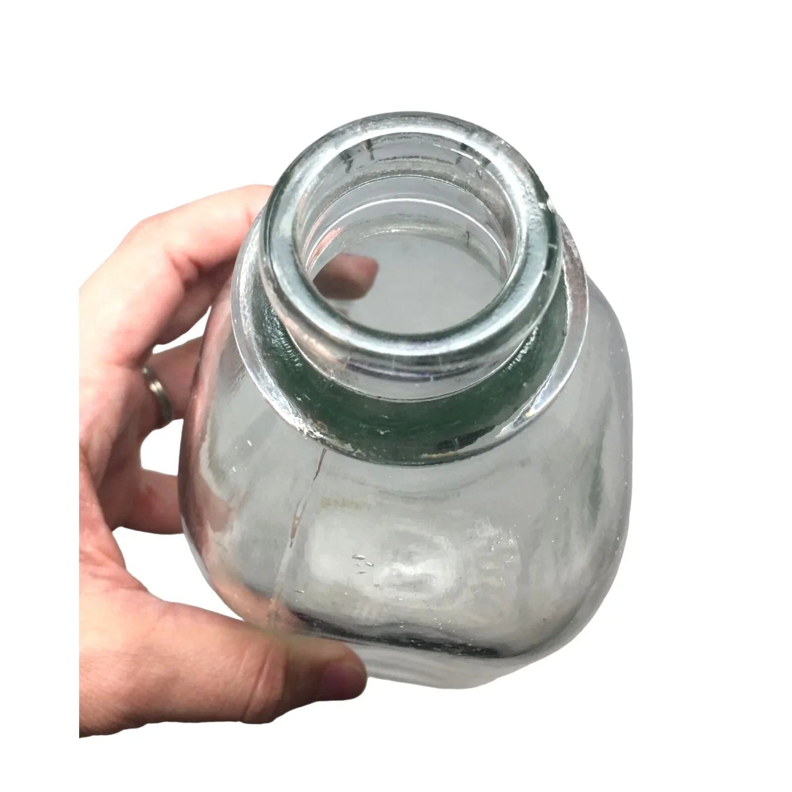 Vintage Clear Glass 1 Quart Milk Jug/Bottle (25 80 on the bottom) - unbranded - Milk Jar - A+ Stuff