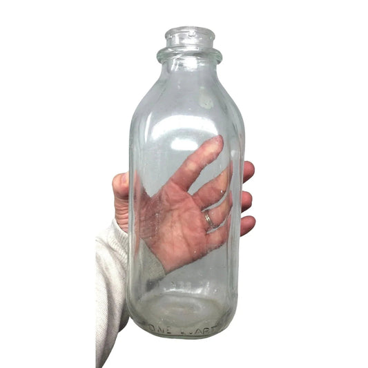 Vintage Clear Glass 1 Quart Milk Jug/Bottle (25 80 on the bottom) - unbranded - Milk Jar - A+ Stuff