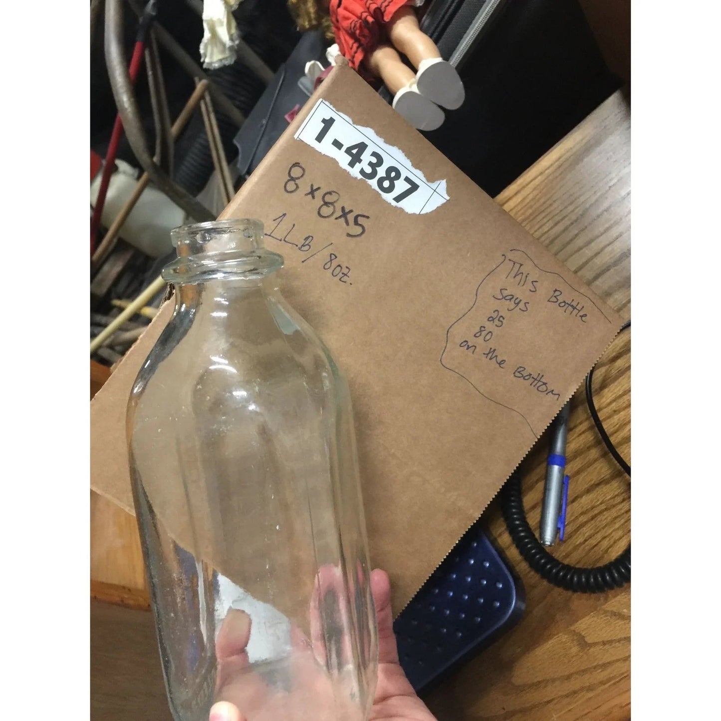 Vintage Clear Glass 1 Quart Milk Jug/Bottle (25 80 on the bottom) - unbranded - Milk Jar - A+ Stuff