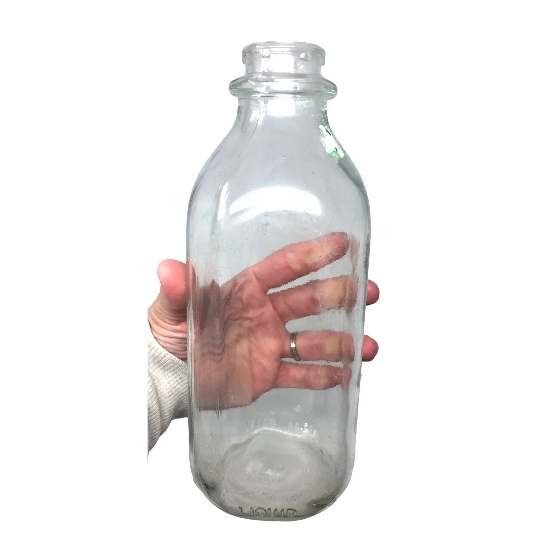 Vintage Clear Glass 1 Quart Milk Jug/Bottle (25 80 on the bottom) - unbranded - Milk Jar - A+ Stuff