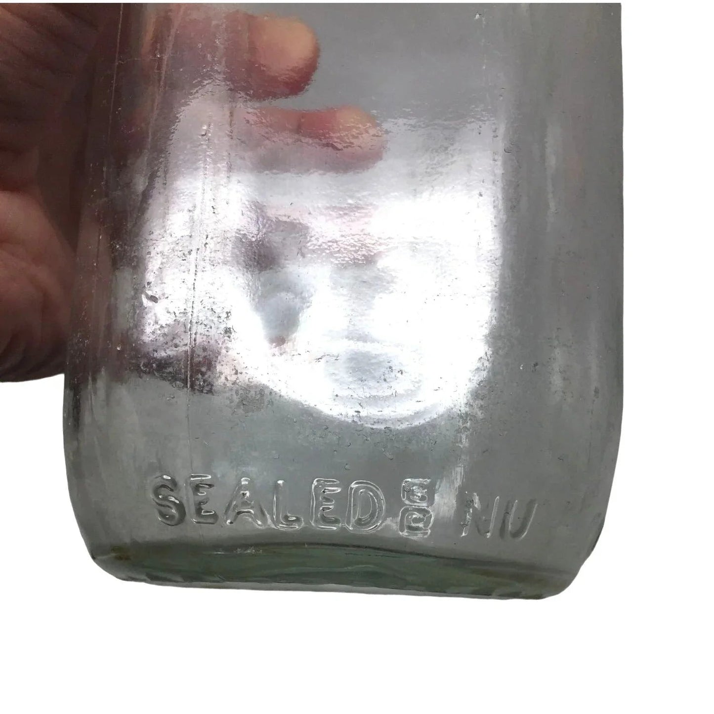 Vintage Clear Glass 1 Quart Milk Jug/Bottle (25 80 on the bottom) - unbranded - Milk Jar - A+ Stuff