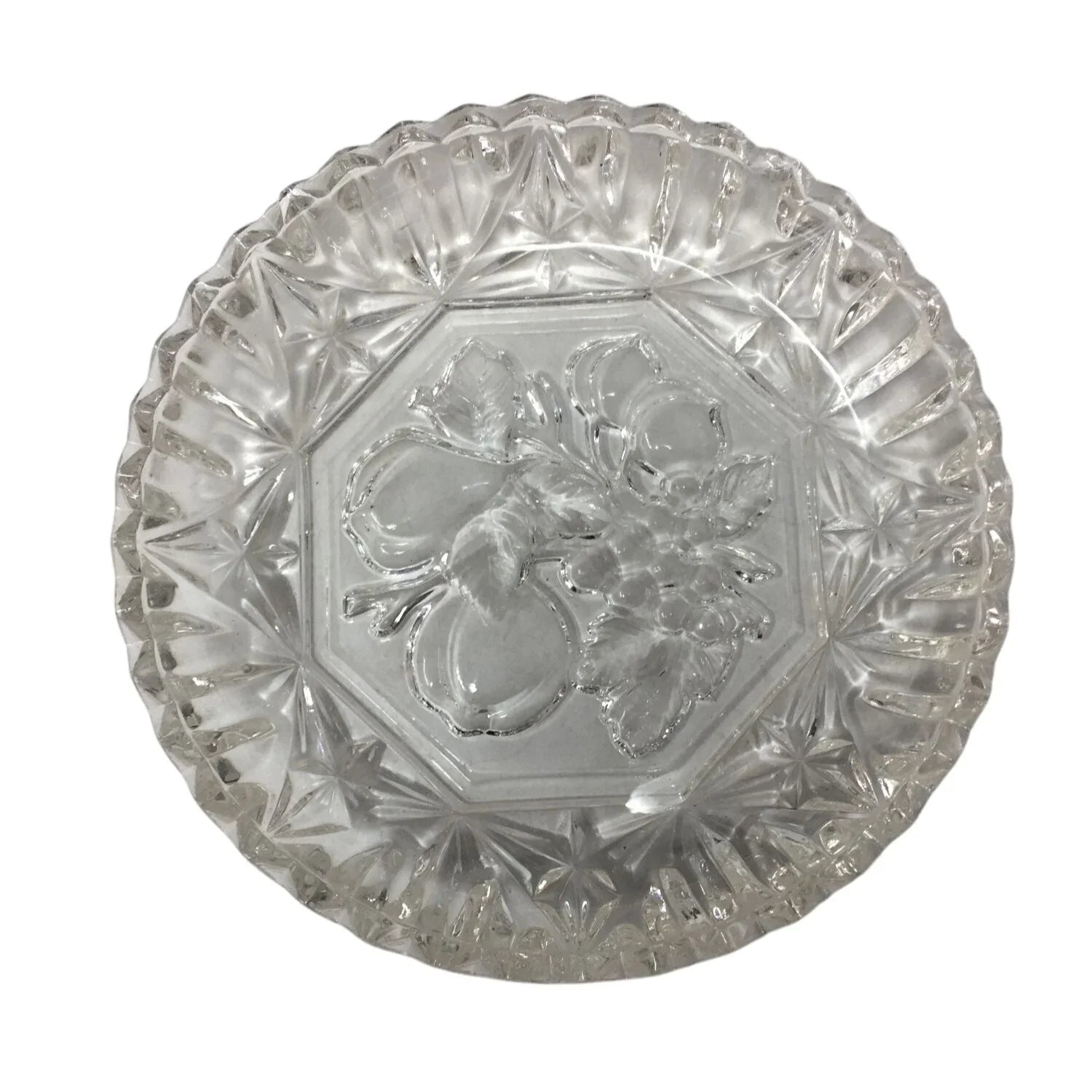Vintage Clear Glass Dish with Fruit Design - A+ Stuff - Glass - A+ Stuff
