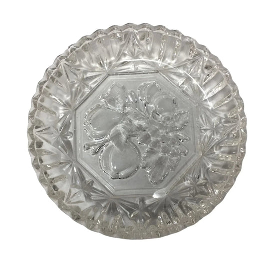 Vintage Clear Glass Dish with Fruit Design - A+ Stuff - Glass - A+ Stuff