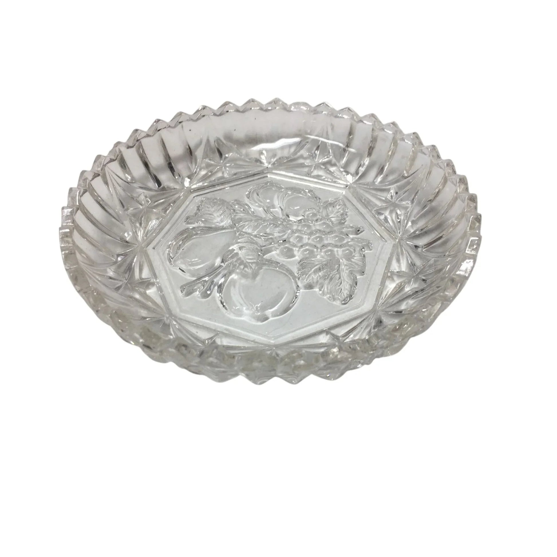 Vintage Clear Glass Dish with Fruit Design - A+ Stuff - Glass - A+ Stuff