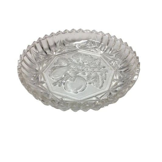 Vintage Clear Glass Dish with Fruit Design - A+ Stuff - Glass - A+ Stuff