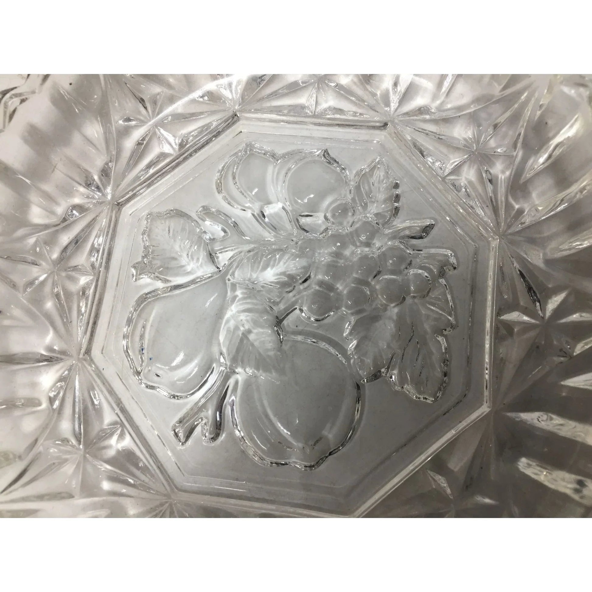 Vintage Clear Glass Dish with Fruit Design - A+ Stuff - Glass - A+ Stuff