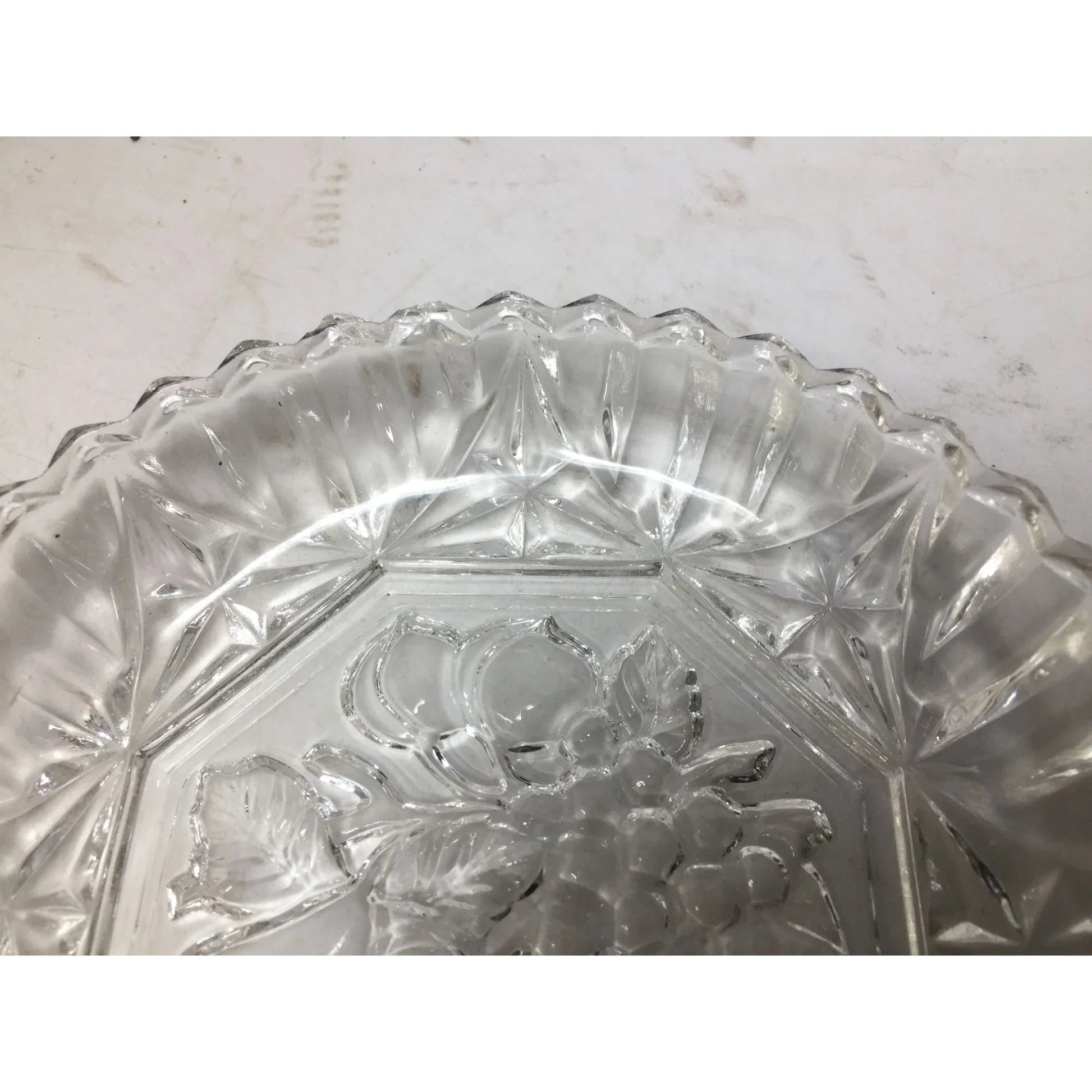 Vintage Clear Glass Dish with Fruit Design - A+ Stuff - Glass - A+ Stuff