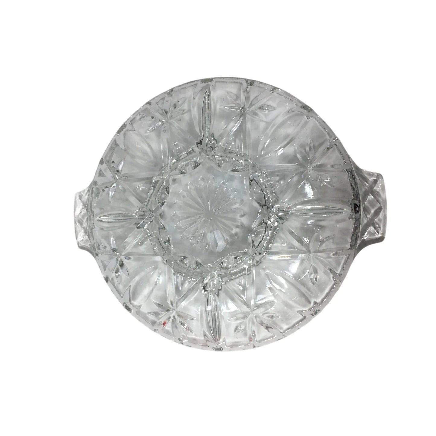 Vintage Clear Glass Round Divided Serving/Relish Dish with Handles - A+ Stuff