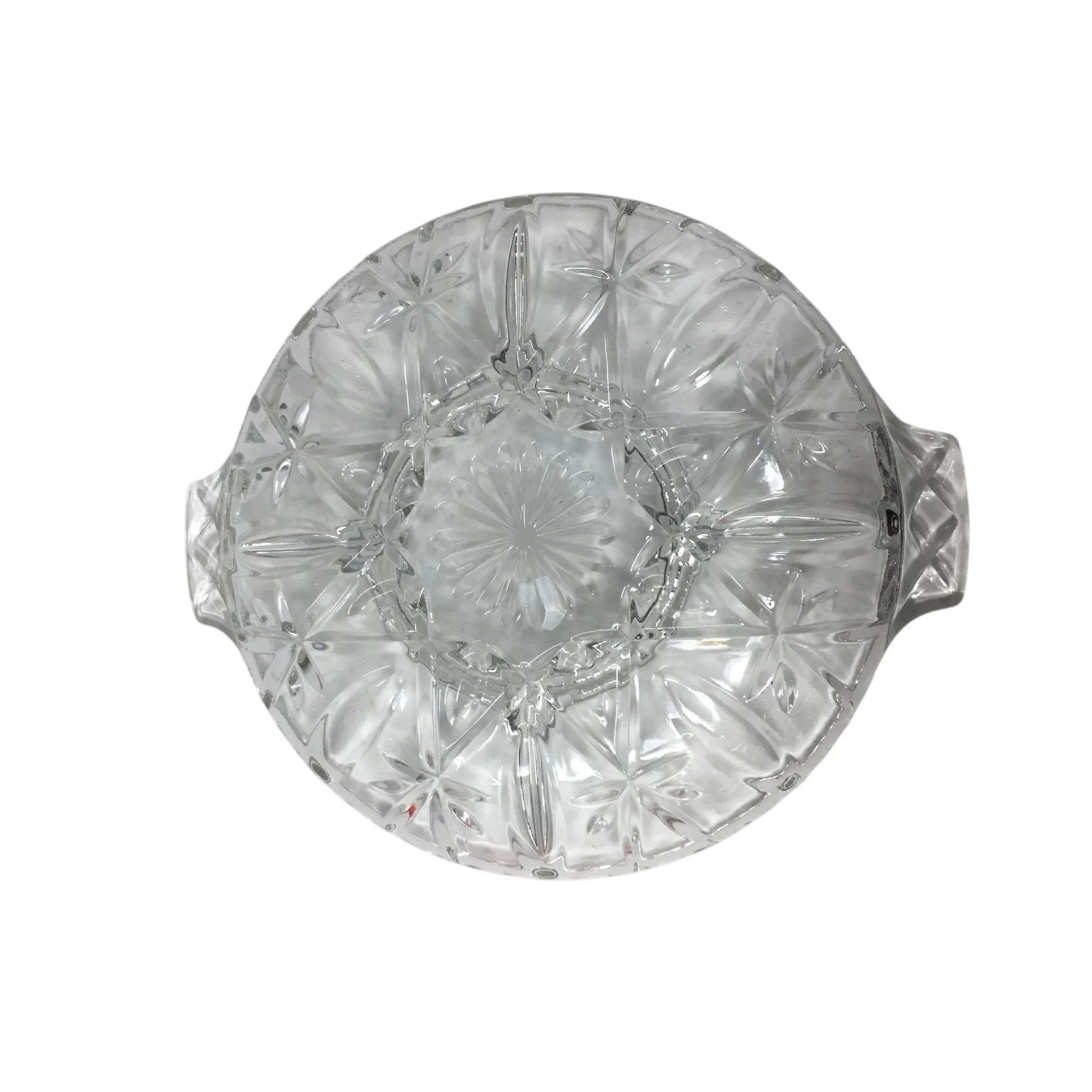 Vintage Clear Glass Round Divided Serving/Relish Dish with Handles - A+ Stuff