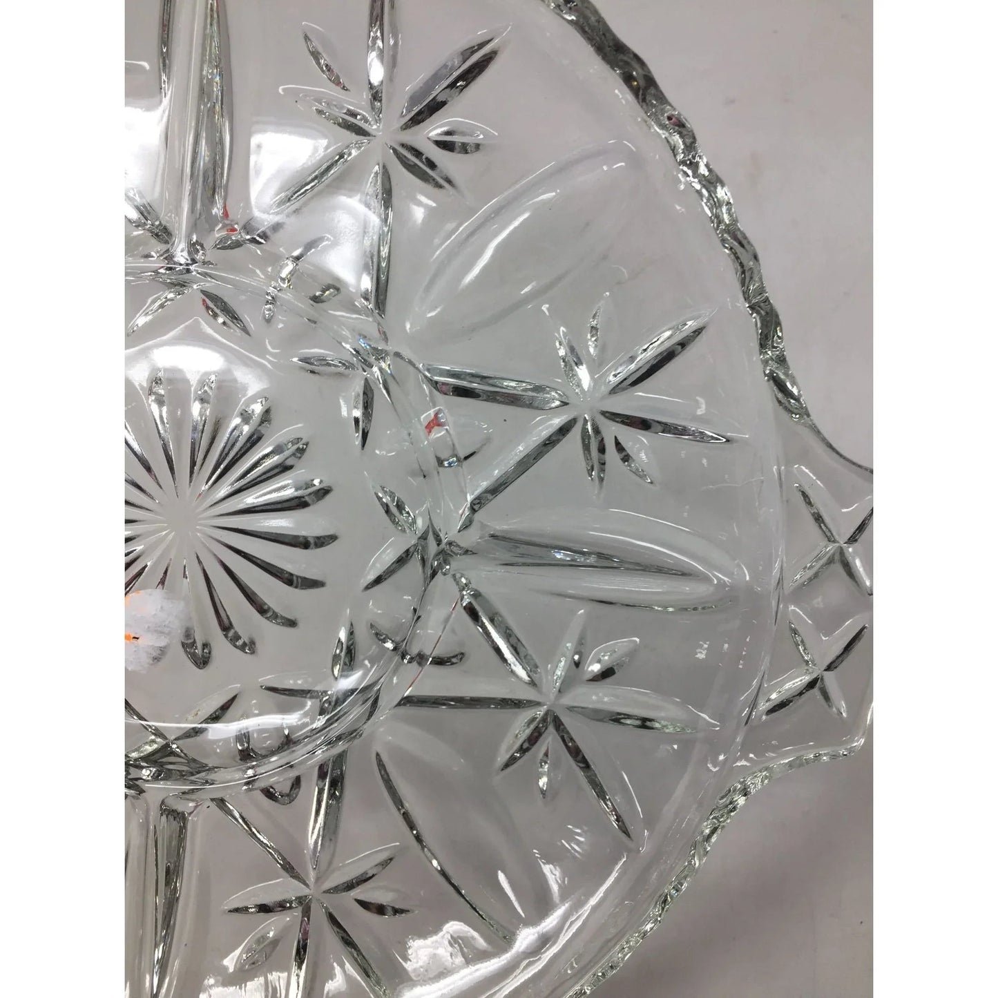 Vintage Clear Glass Round Divided Serving/Relish Dish with Handles - A+ Stuff