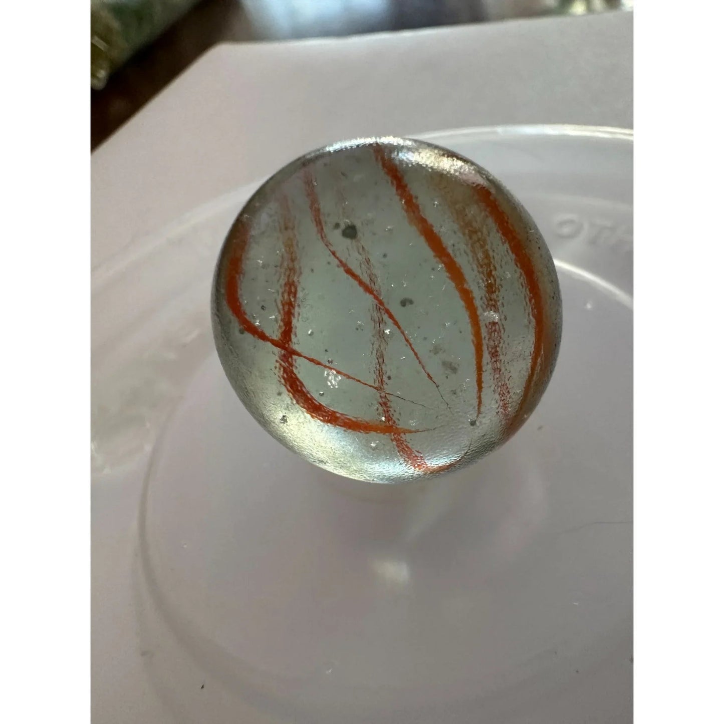 Vintage Clear Glass Shooter Marbles with Yellow and Orange Swirl Design - A+ Stuff - Collectibles - A+ Stuff