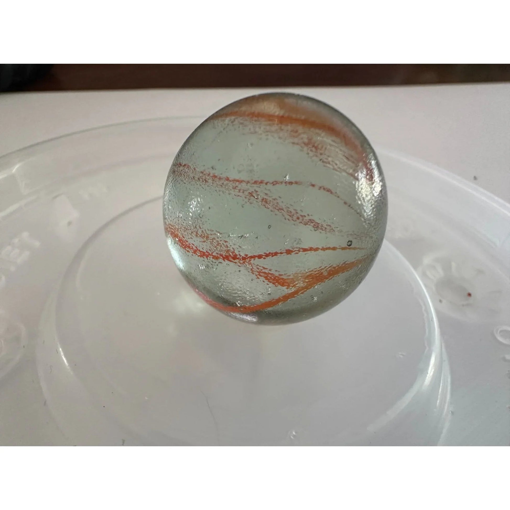 Vintage Clear Glass Shooter Marbles with Yellow and Orange Swirl Design - A+ Stuff - Collectibles - A+ Stuff