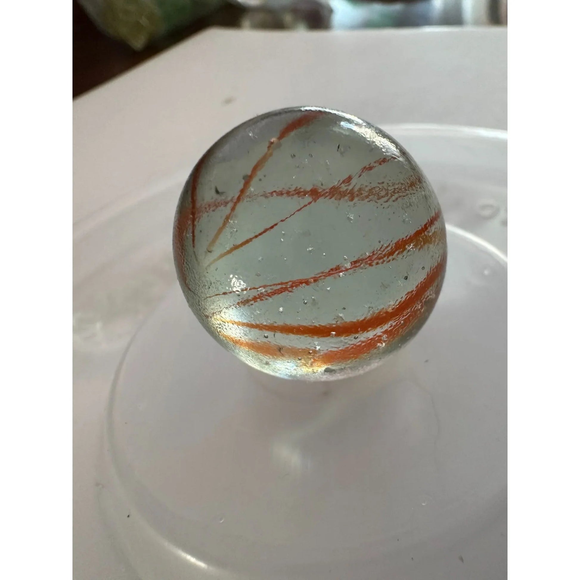 Vintage Clear Glass Shooter Marbles with Yellow and Orange Swirl Design - A+ Stuff - Collectibles - A+ Stuff