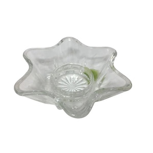Vintage Clear Glass Star Taper Candlestick Holder