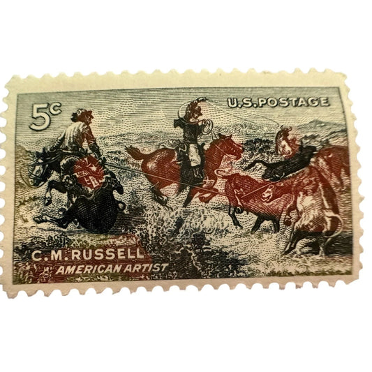 Vintage Collectible C. M. Russell American Artist 5 Cent U.S. Postage Stamp - A+ Stuff - Stamp - A+ Stuff