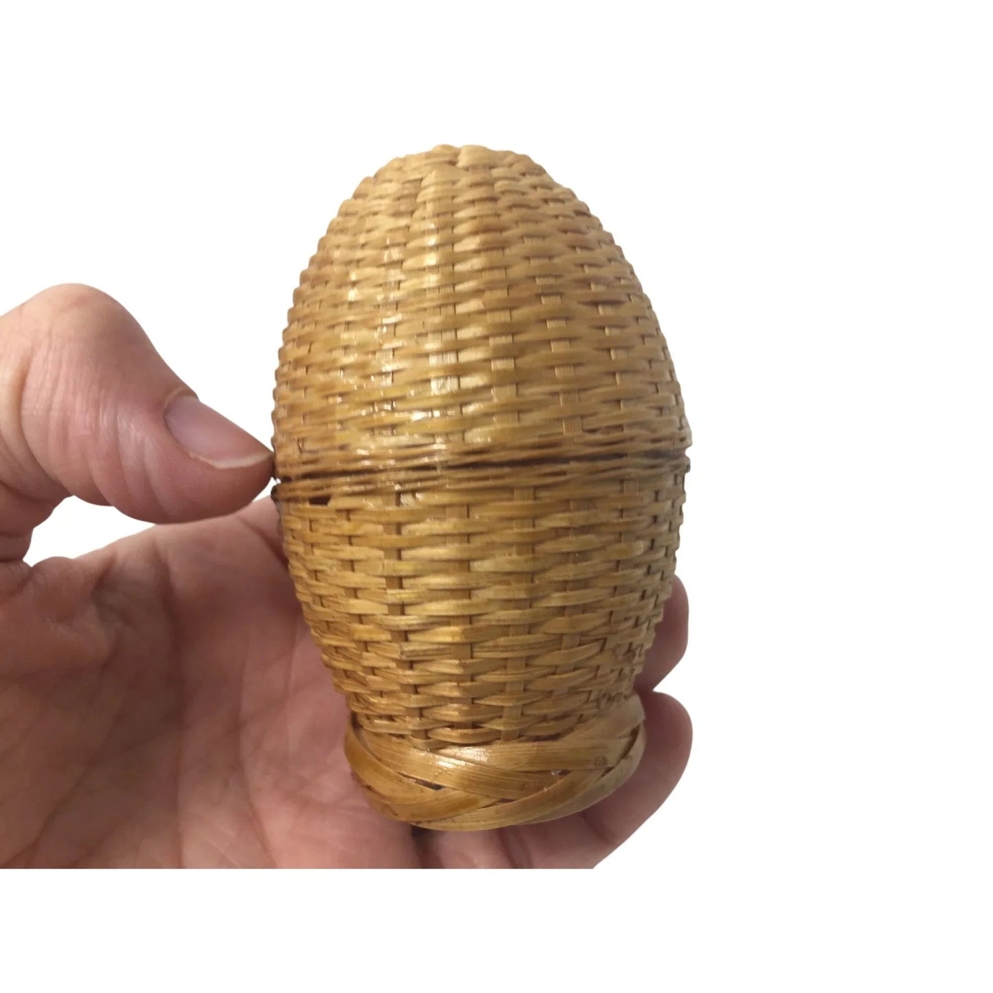 Vintage Collectible Miniature Woven Wicker Lidded Egg - A+ Stuff - Seasonal & Holiday Decorations - A+ Stuff