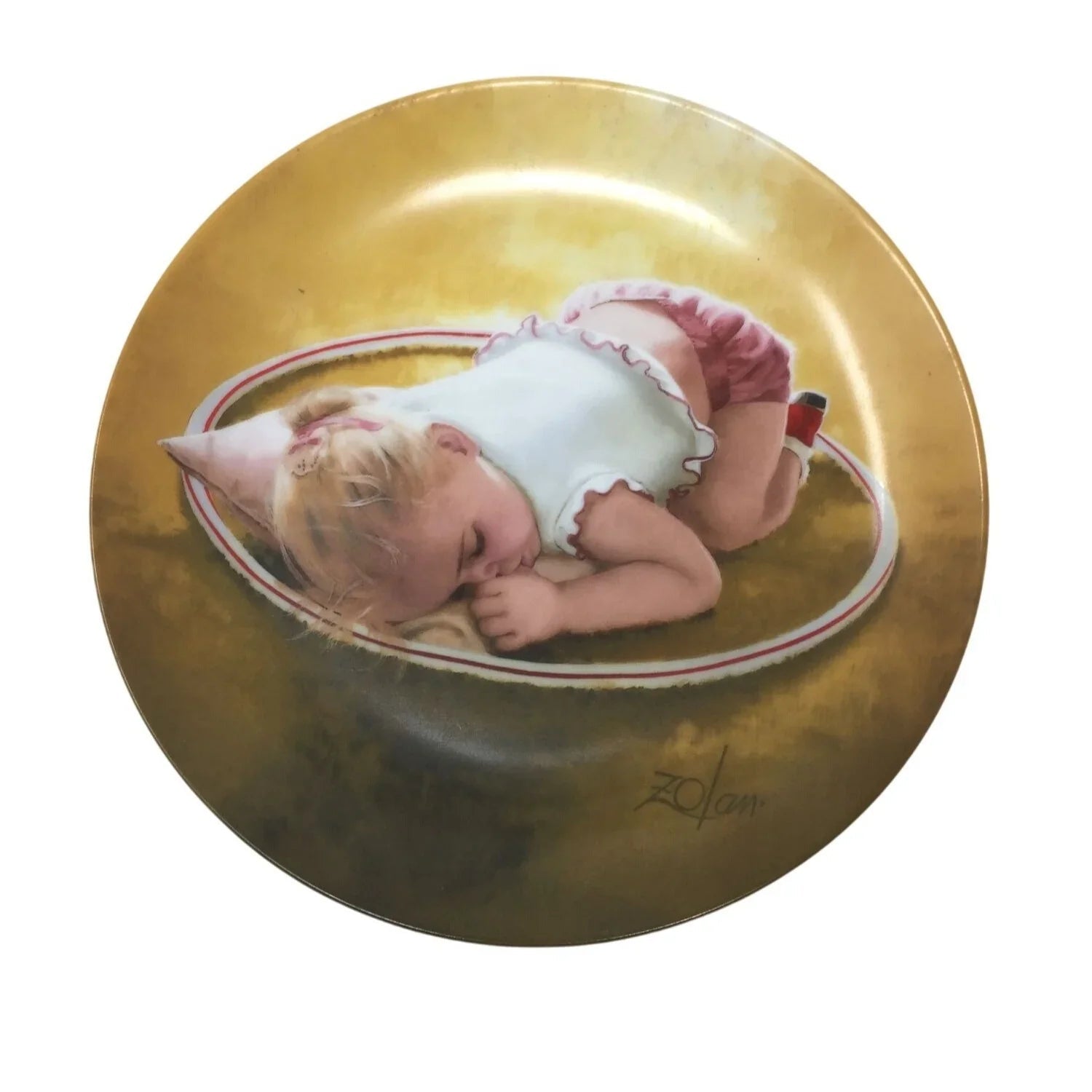 Vintage Collector Plate Baby Day Dreamer 8.5" Zolan Sleeping Baby - zolan - Plates - A+ Stuff