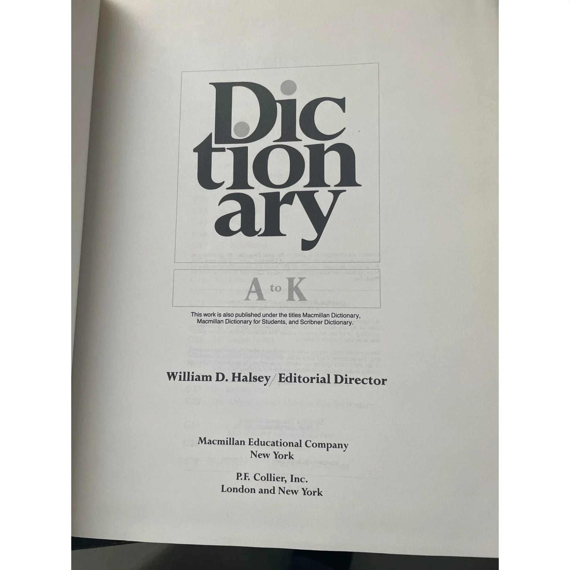 Vintage Collier's Dictionary A to K Hardback Dictionary Book - A+ Stuff - Books - A+ Stuff