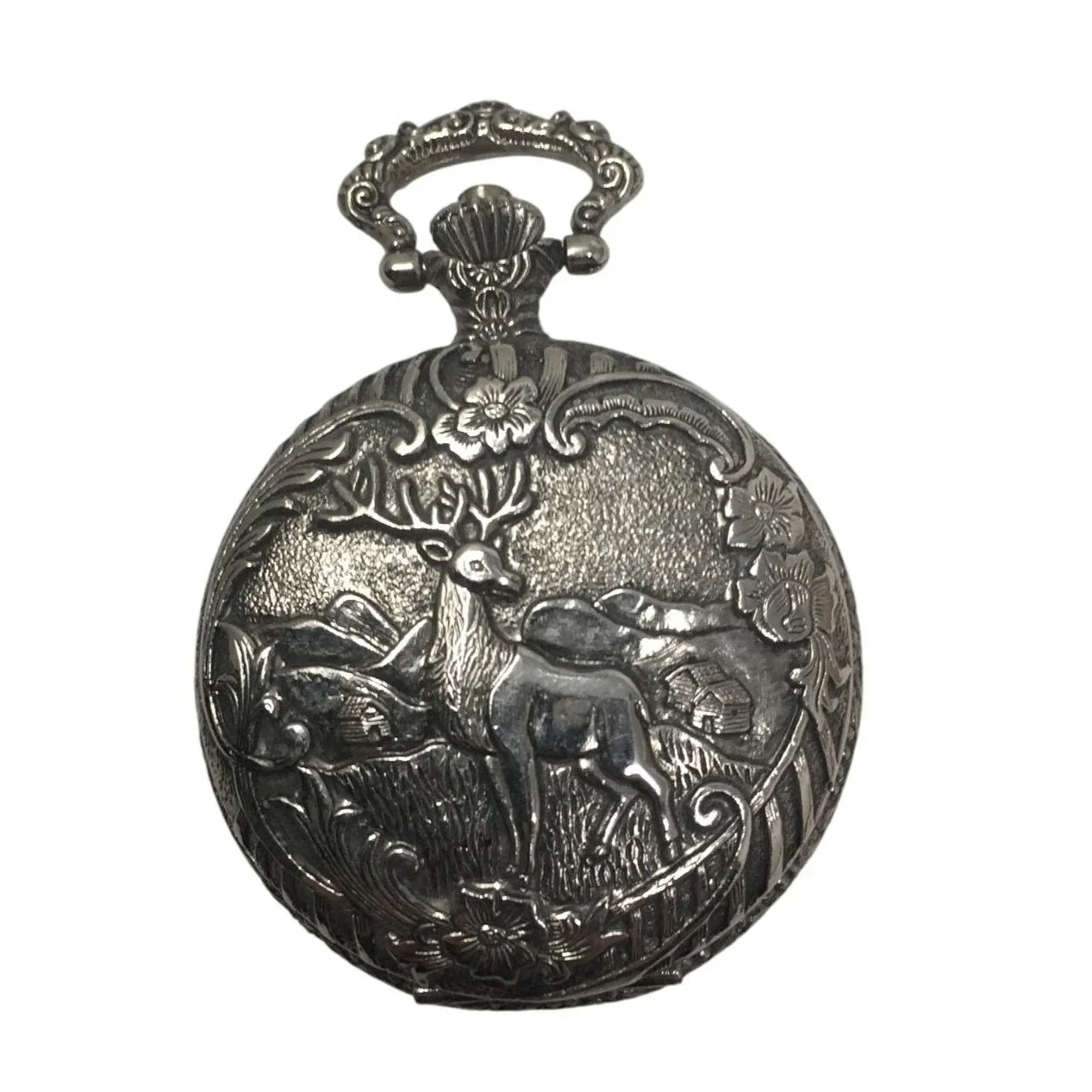 Vintage Details Quartz Hunter Pocket Watch with an Elk on the front - A+ Stuff - Watches - A+ Stuff