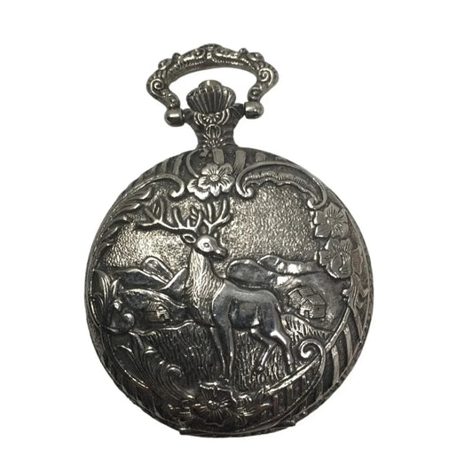 Vintage Details Quartz Hunter Pocket Watch with an Elk on the front - A+ Stuff - Watches - A+ Stuff