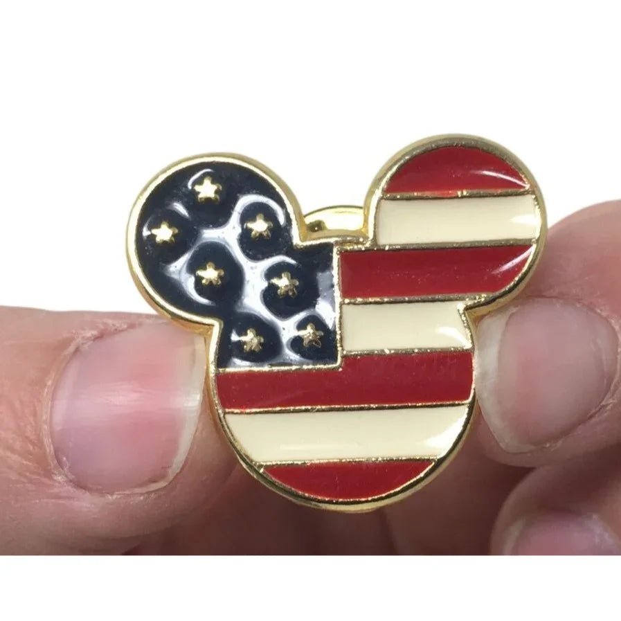 Vintage Disney American Flag Mickey Mouse Gold tone Pin - disney - pin - A+ Stuff