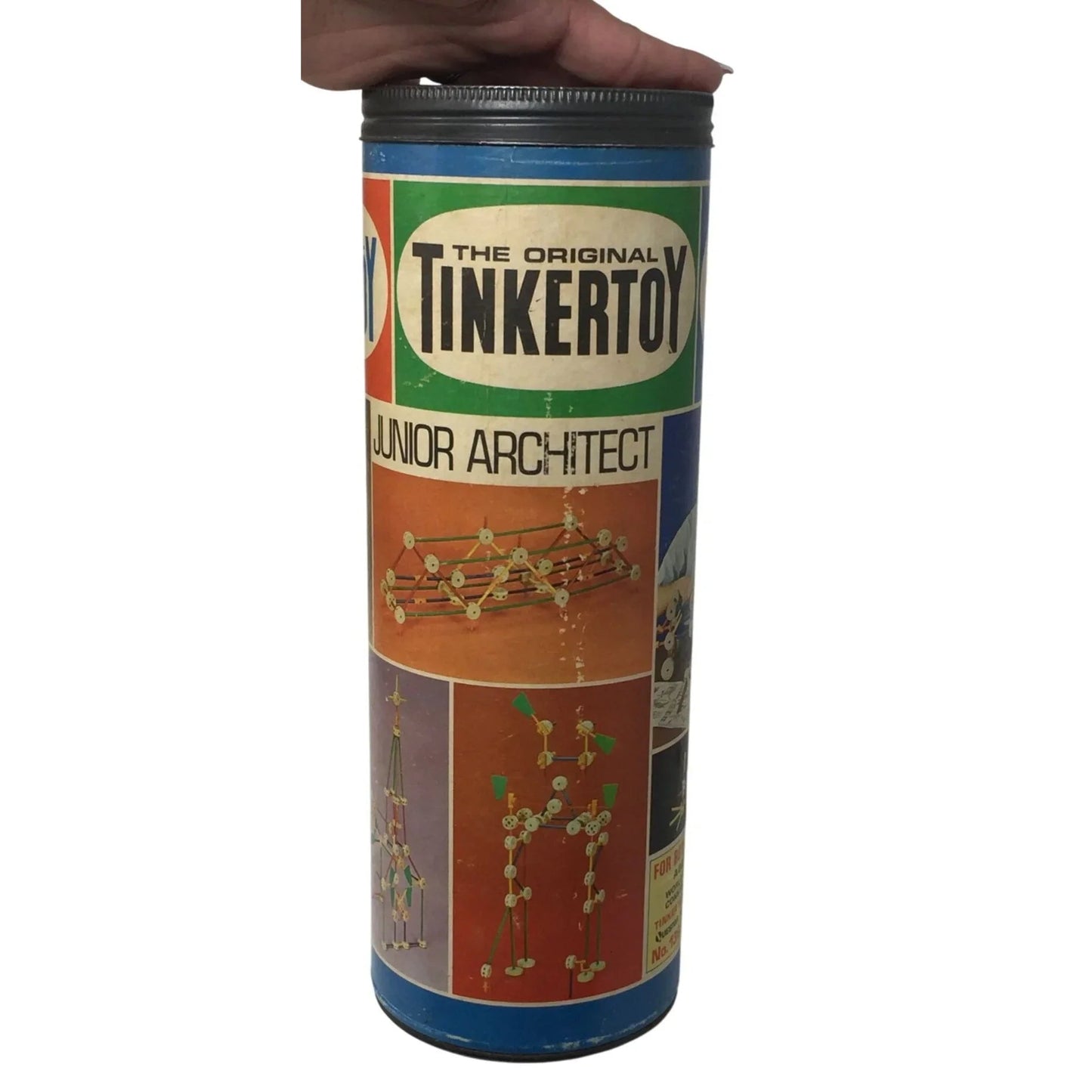 Vintage Empty Original Tinkertoy Cardboard Cylinder Canister - A+ Stuff - Toys - A+ Stuff