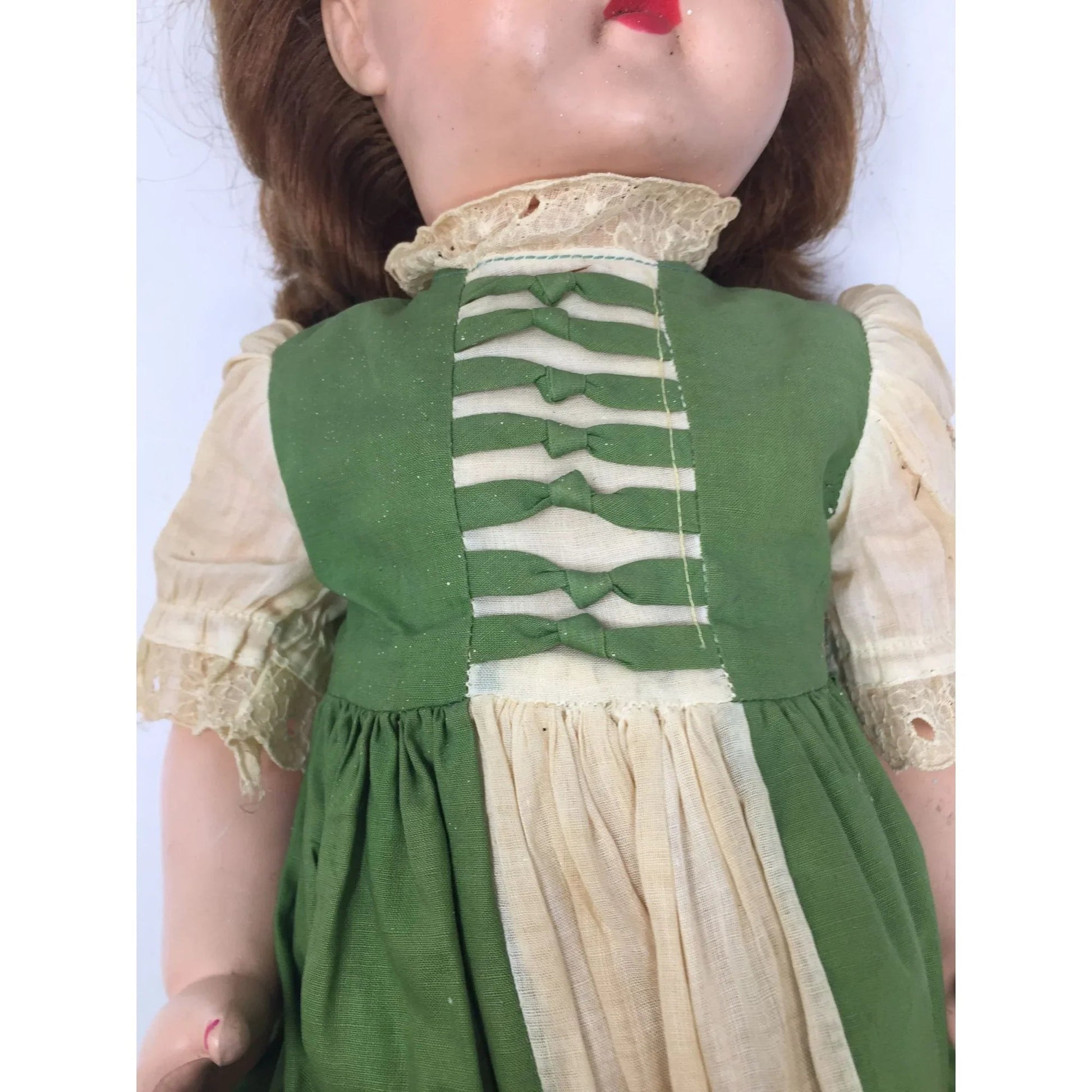 Vintage Fairyland Toy Product No 5 Brunette Doll with Green Eyes - fairyland toy product - Dolls - A+ Stuff