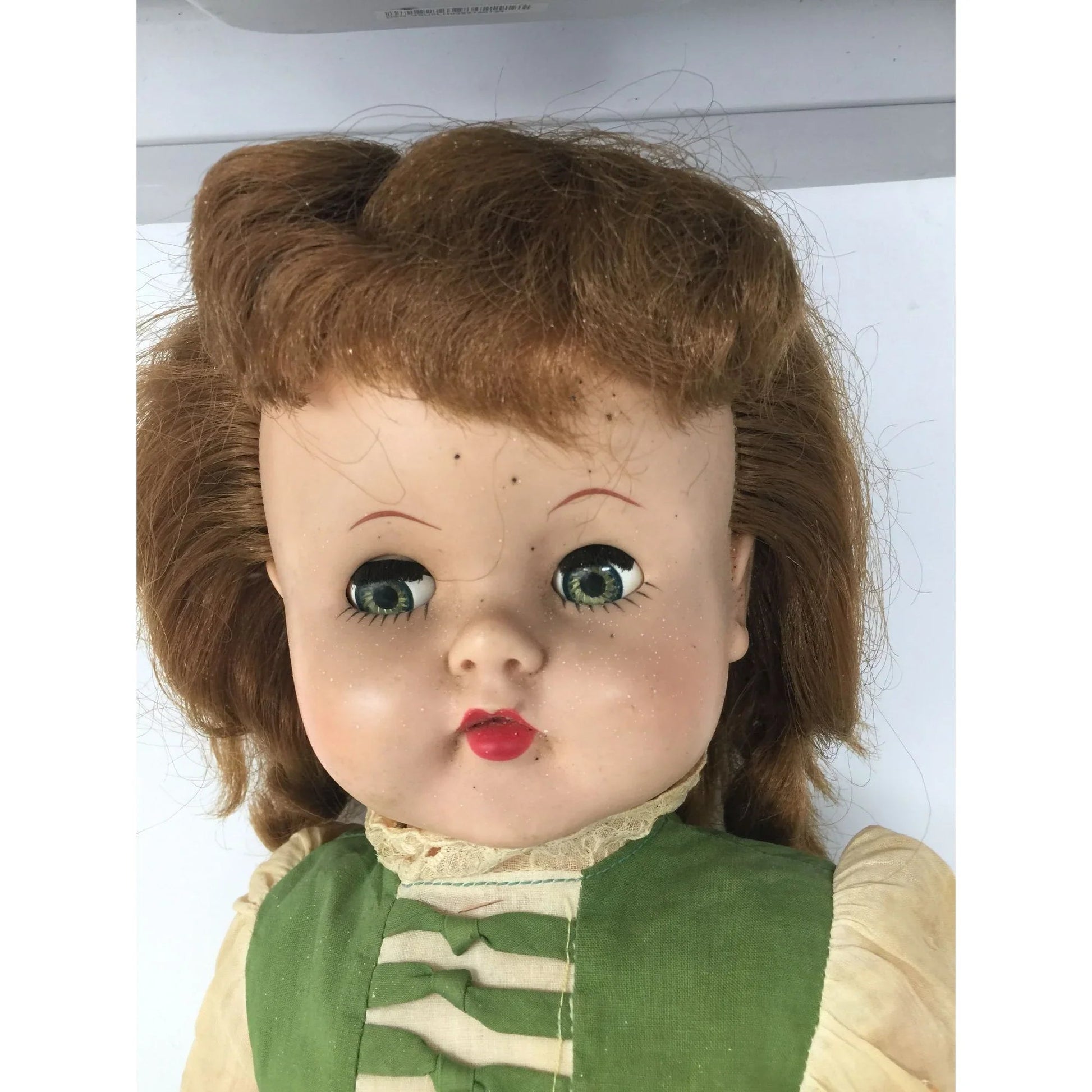 Vintage Fairyland Toy Product No 5 Brunette Doll with Green Eyes - fairyland toy product - Dolls - A+ Stuff