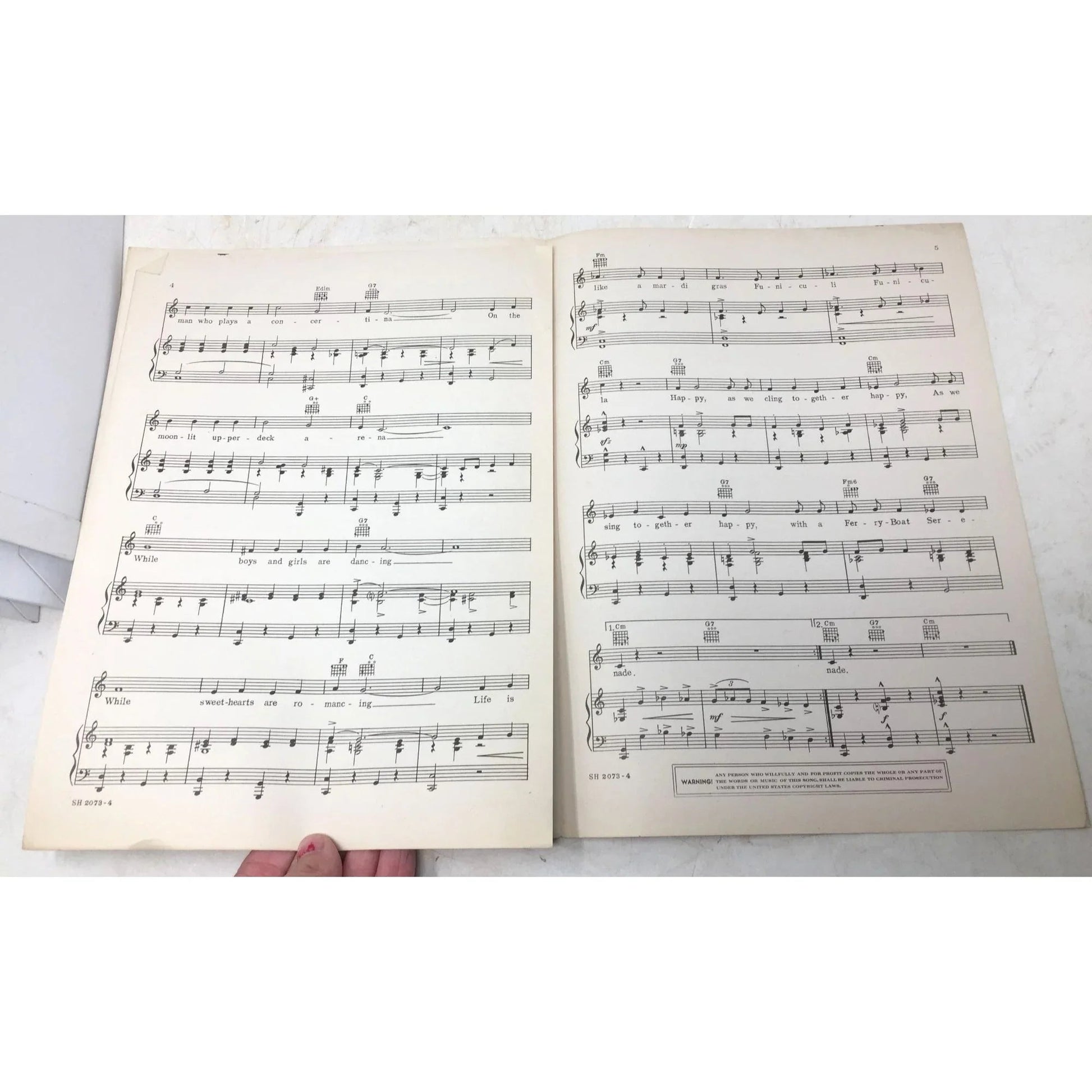 Vintage 'Ferry - Boat Serenade' Sheet Music - unbranded - SHEET MUSIC - A+ Stuff