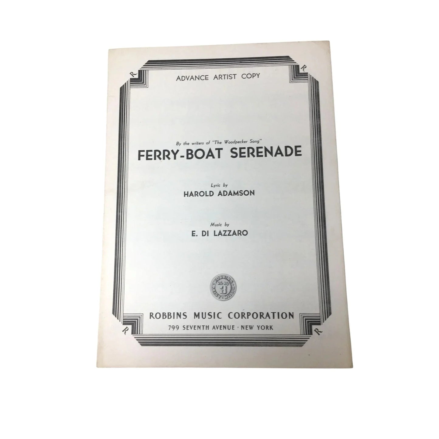 Vintage 'Ferry - Boat Serenade' Sheet Music - unbranded - SHEET MUSIC - A+ Stuff