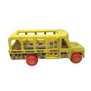Vintage Fisher Price Little People Yellow School Bus with Bus Driver