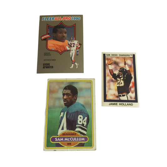 Vintage Football Cards - Sam McCullum, Jamie Holland, Steve Atwater - A+ Stuff - Collectible Trading Cards - A+ Stuff