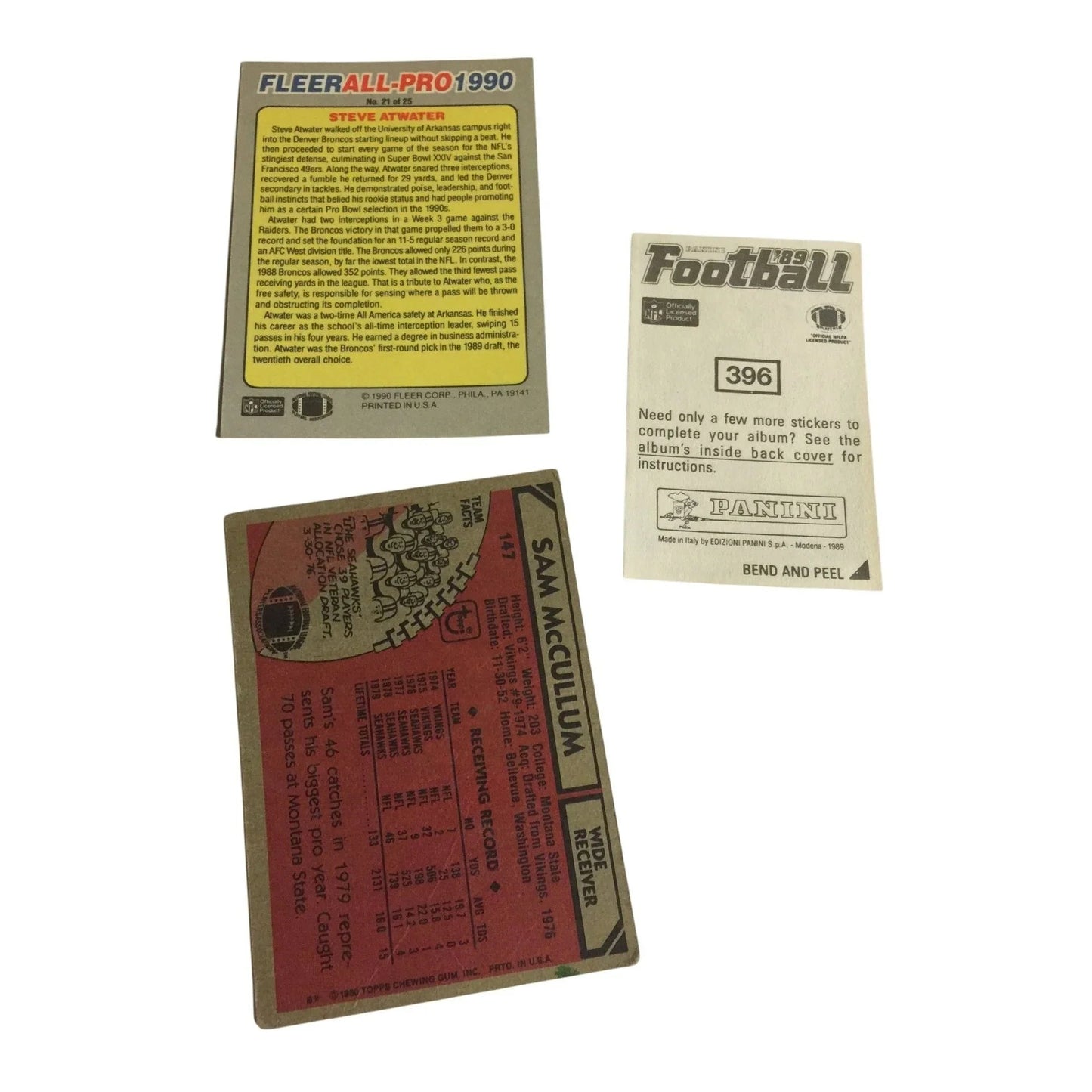 Vintage Football Cards - Sam McCullum, Jamie Holland, Steve Atwater - A+ Stuff - Collectible Trading Cards - A+ Stuff