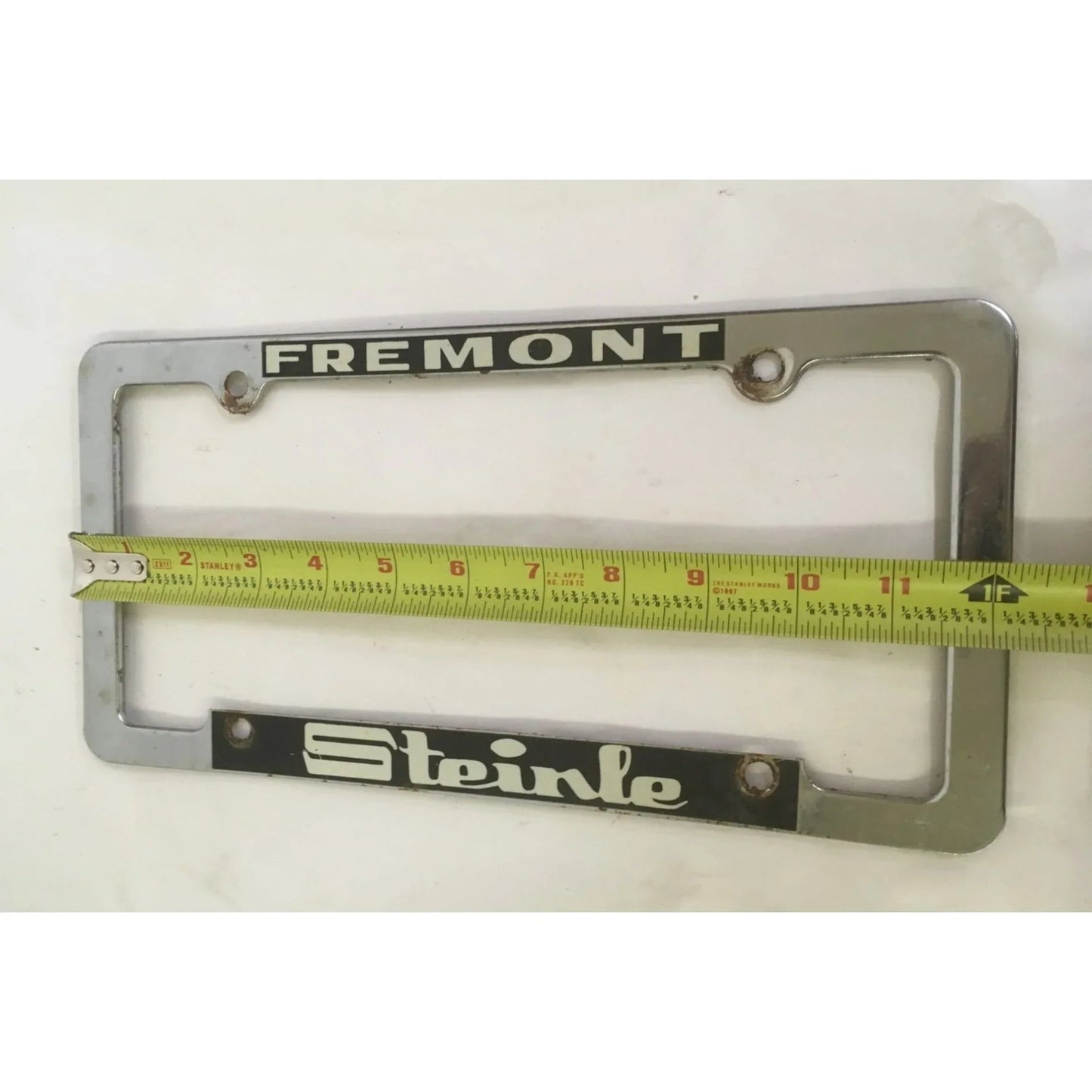Vintage Fremont Steinle Silver License Plate Frame - A+ Stuff - Auto Part - A+ Stuff