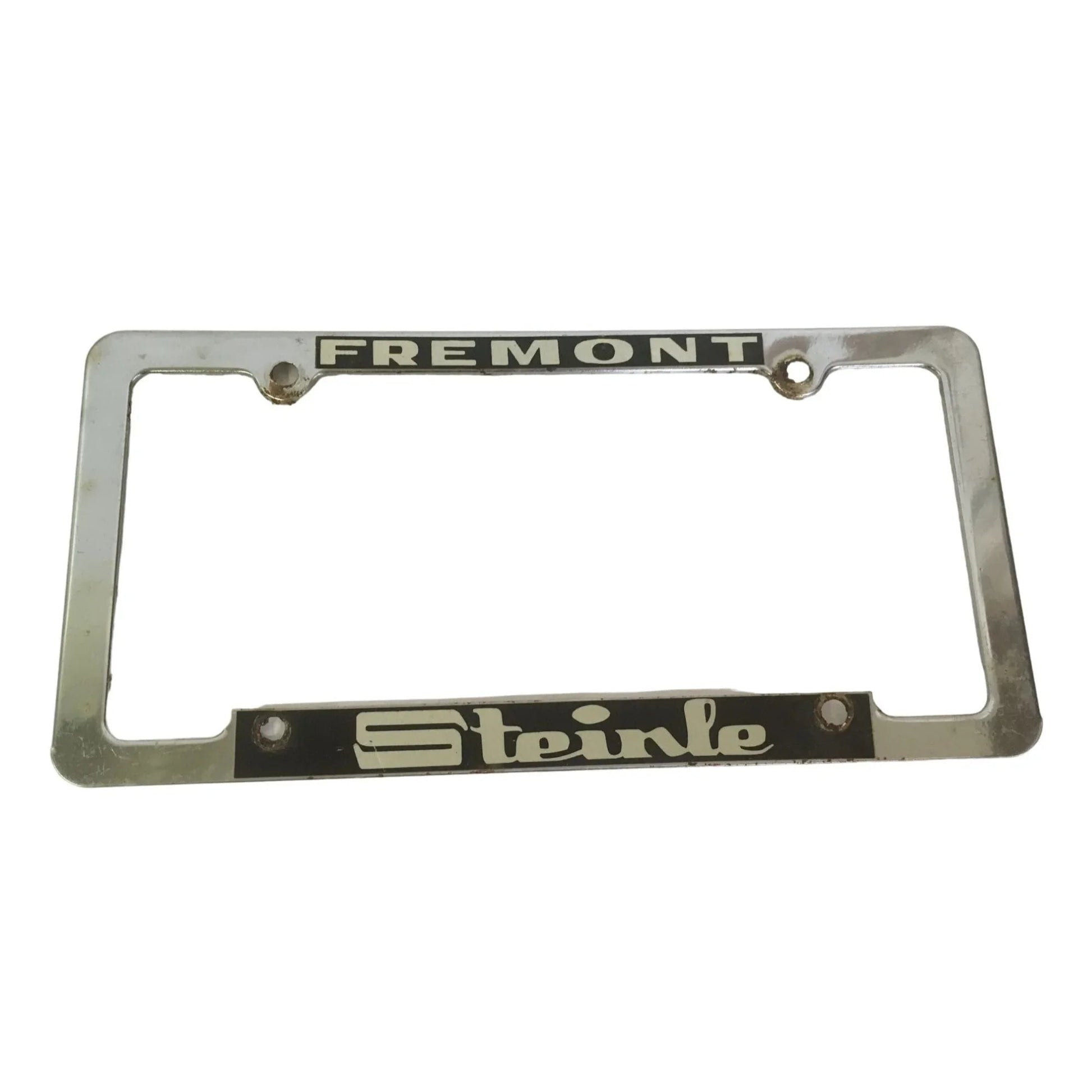 Vintage Fremont Steinle Silver License Plate Frame - A+ Stuff - Auto Part - A+ Stuff