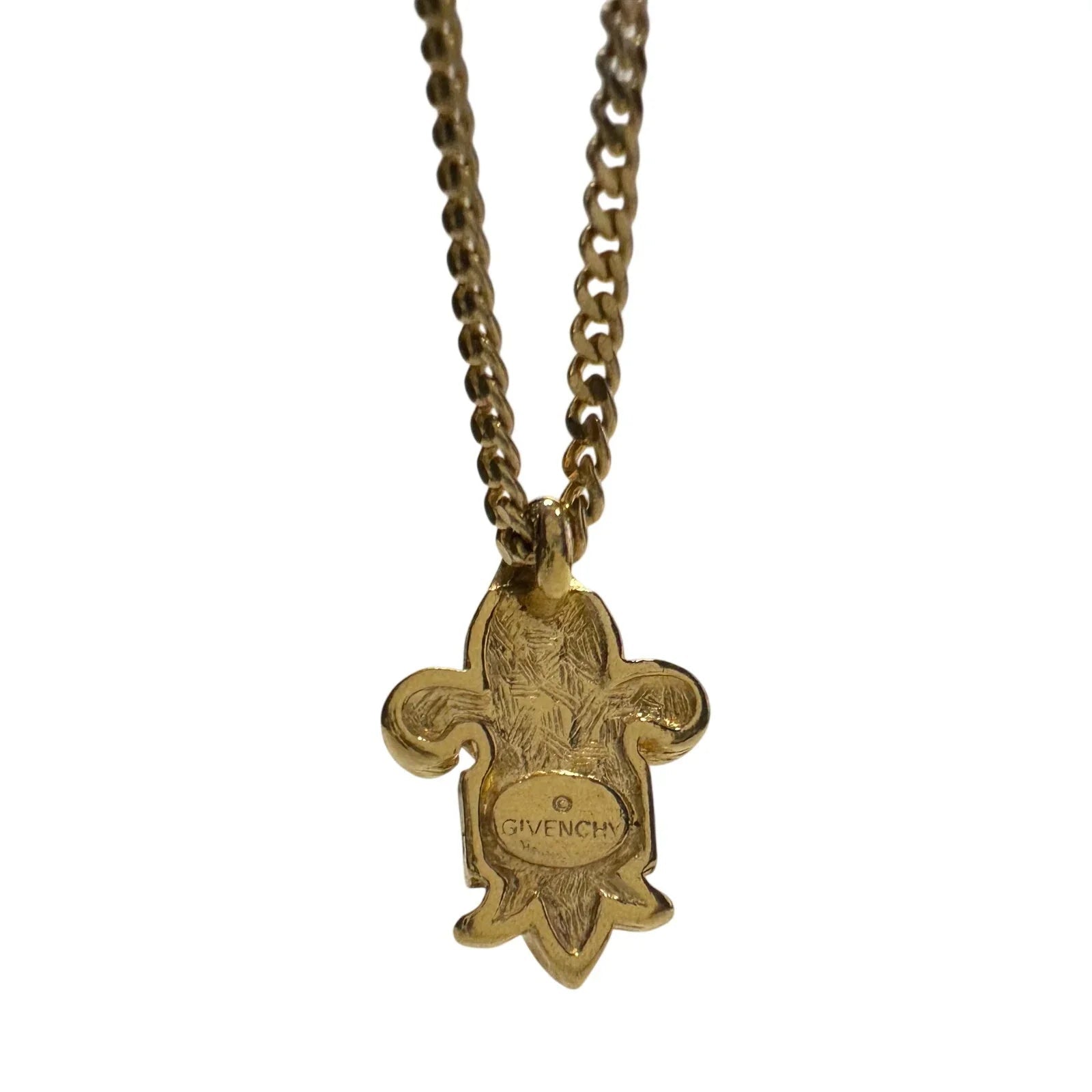 Vintage Givenchy Gold Plated Fleur - De - Lis Pendant Necklace - 15" - Givenchy - Pendant with Necklace - A+ Stuff
