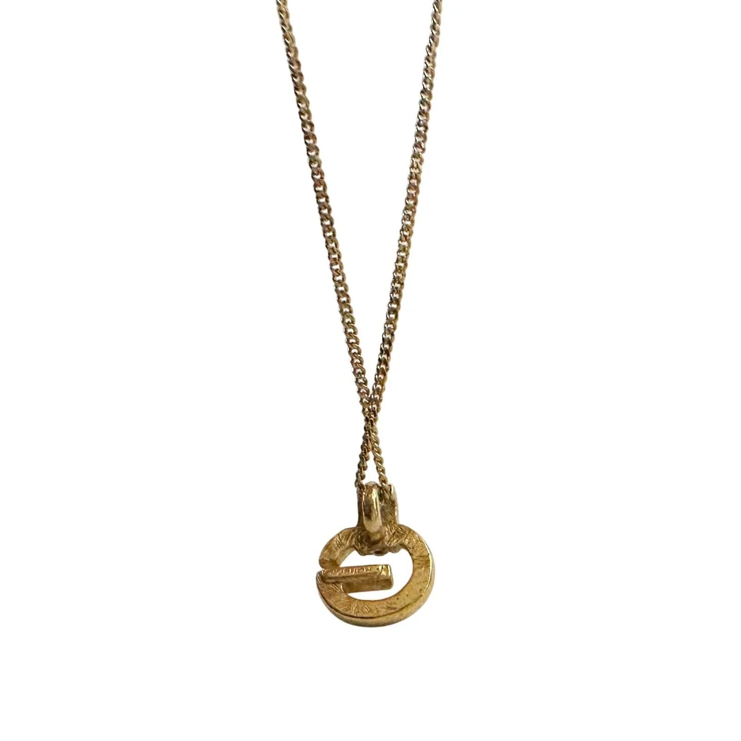 Vintage Givenchy Rounded "G" Necklace Gold Plated w Rhinestones - Givenchy - Necklace with Pendant - A+ Stuff