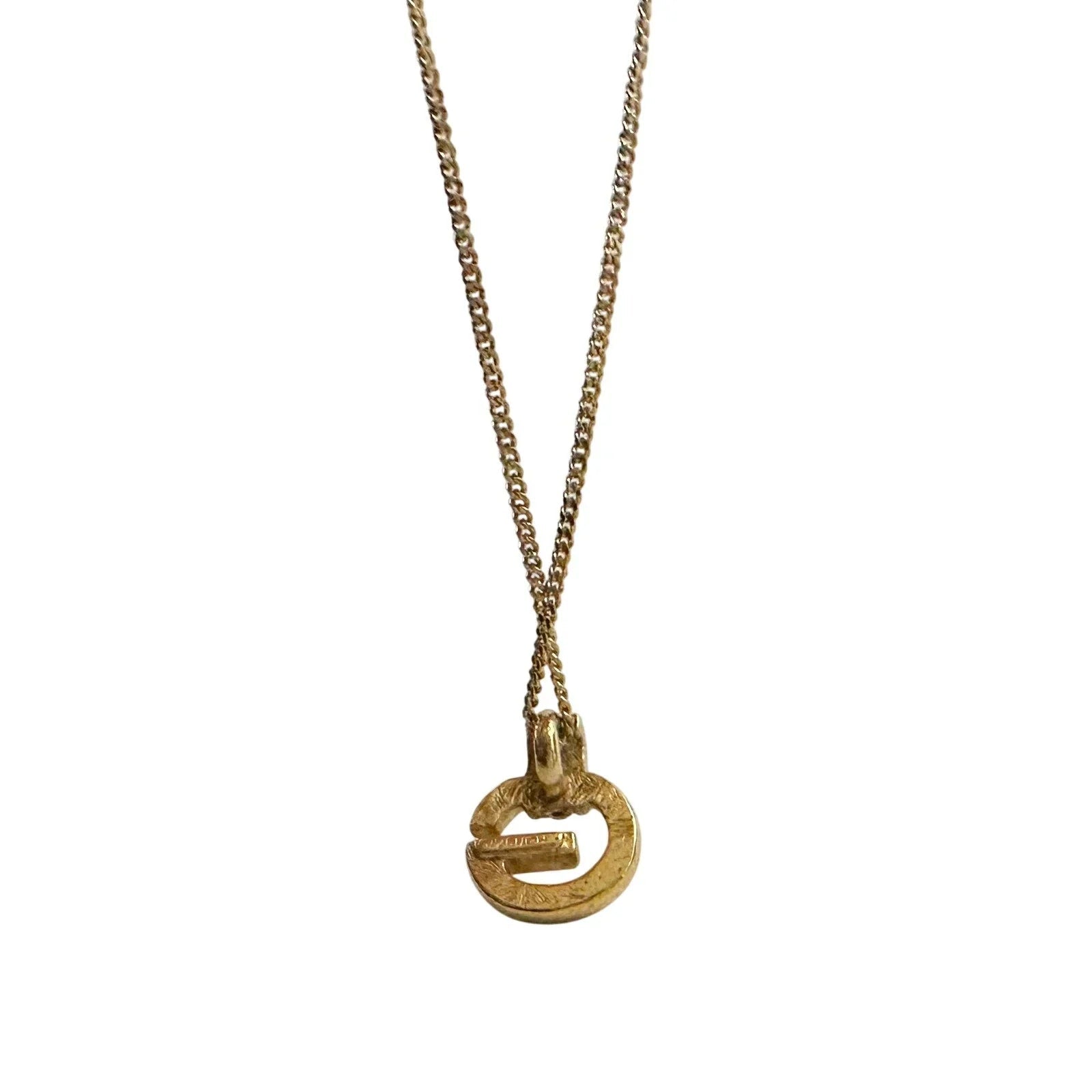 Vintage Givenchy Rounded "G" Necklace Gold Plated w Rhinestones - Givenchy - Necklace with Pendant - A+ Stuff