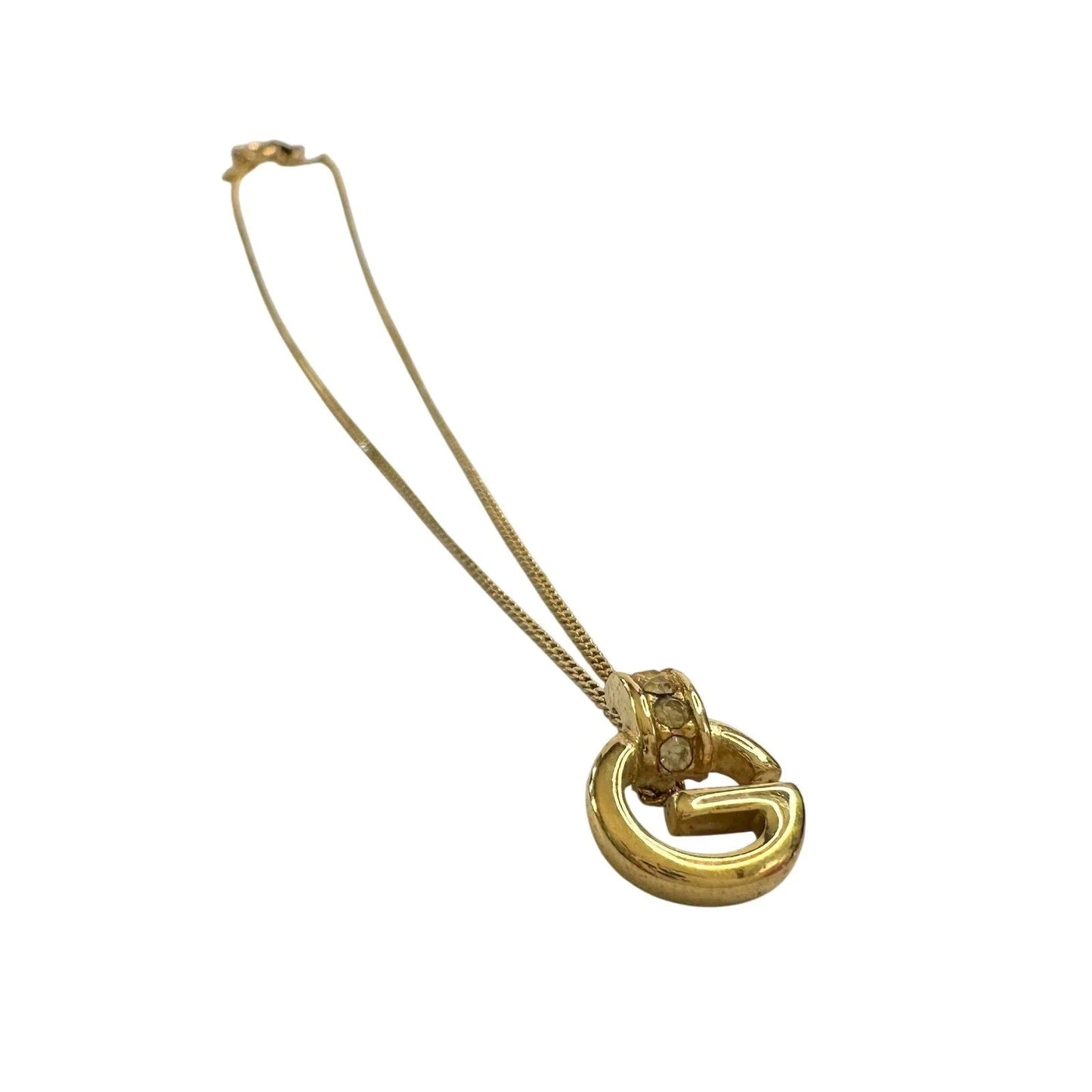 Vintage Givenchy Rounded "G" Necklace Gold Plated w Rhinestones - Givenchy - Necklace with Pendant - A+ Stuff