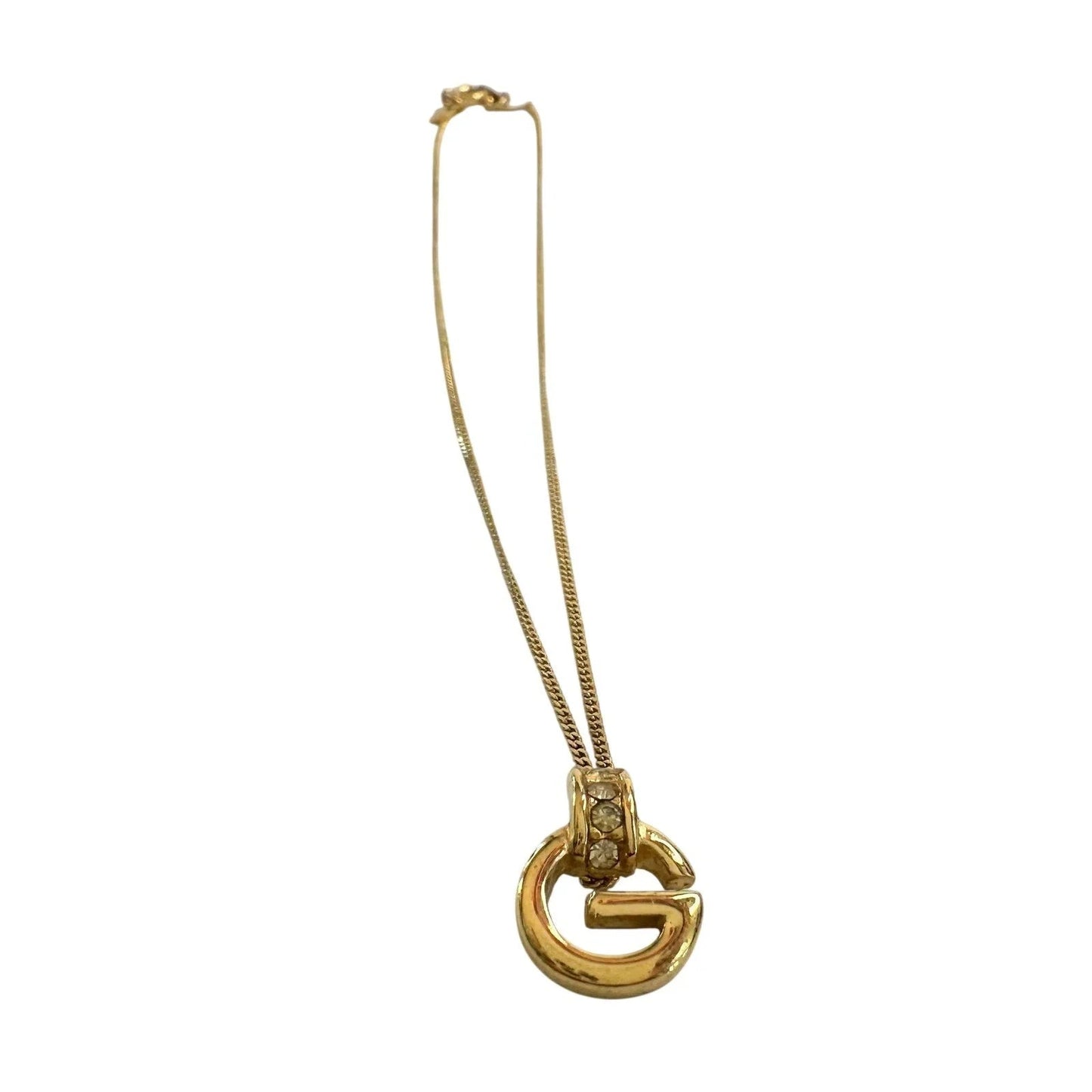 Vintage Givenchy Rounded "G" Necklace Gold Plated w Rhinestones - Givenchy - Necklace with Pendant - A+ Stuff