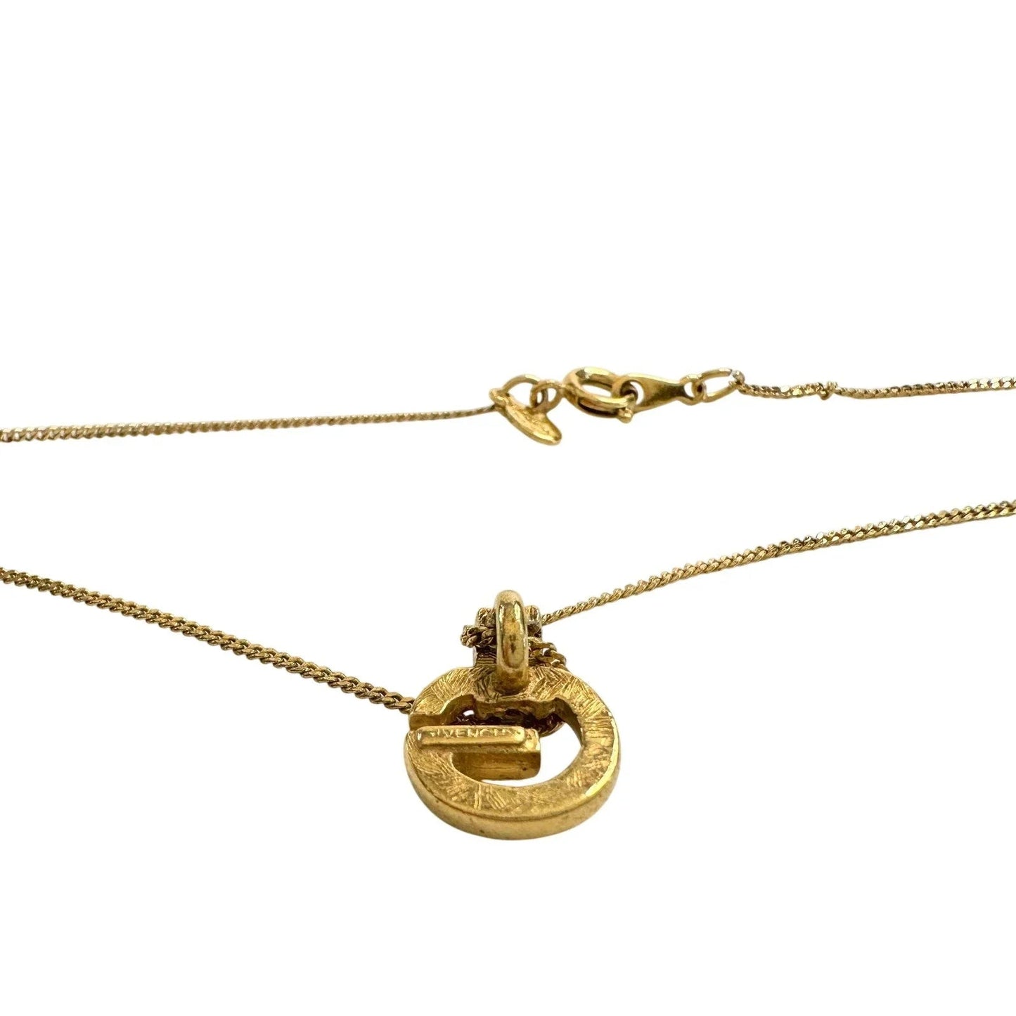 Vintage Givenchy Rounded "G" Necklace Gold Plated w Rhinestones - Givenchy - Necklace with Pendant - A+ Stuff