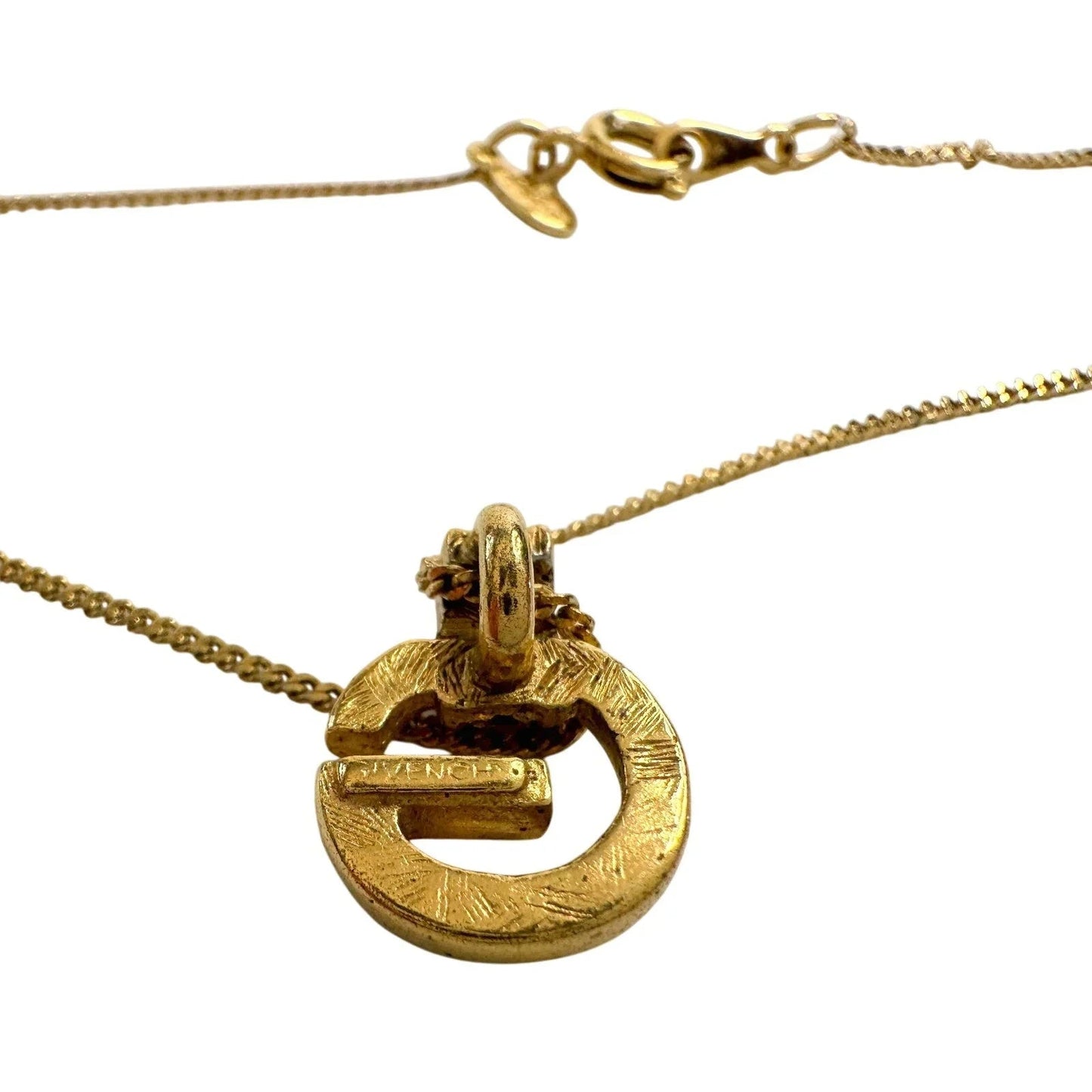 Vintage Givenchy Rounded "G" Necklace Gold Plated w Rhinestones - Givenchy - Necklace with Pendant - A+ Stuff