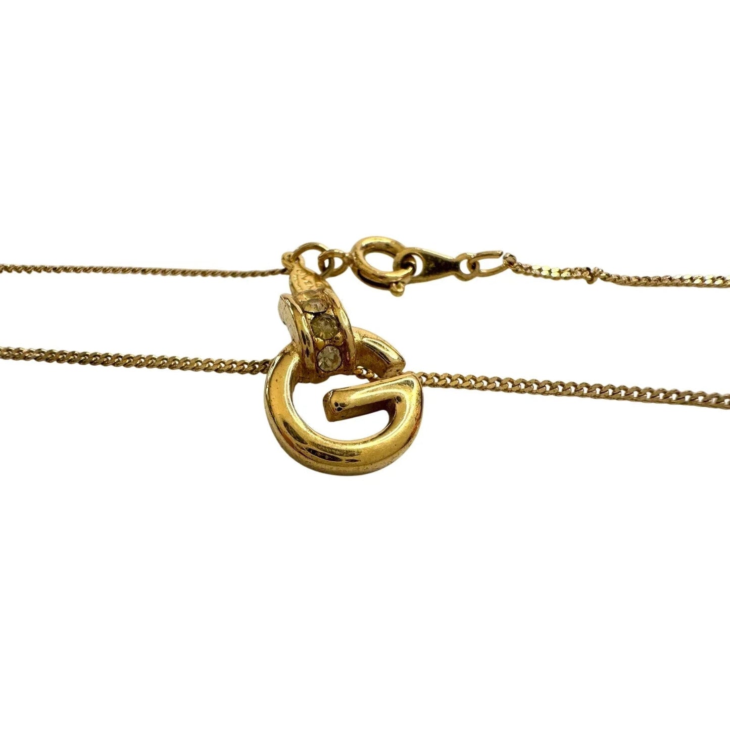 Vintage Givenchy Rounded "G" Necklace Gold Plated w Rhinestones - Givenchy - Necklace with Pendant - A+ Stuff