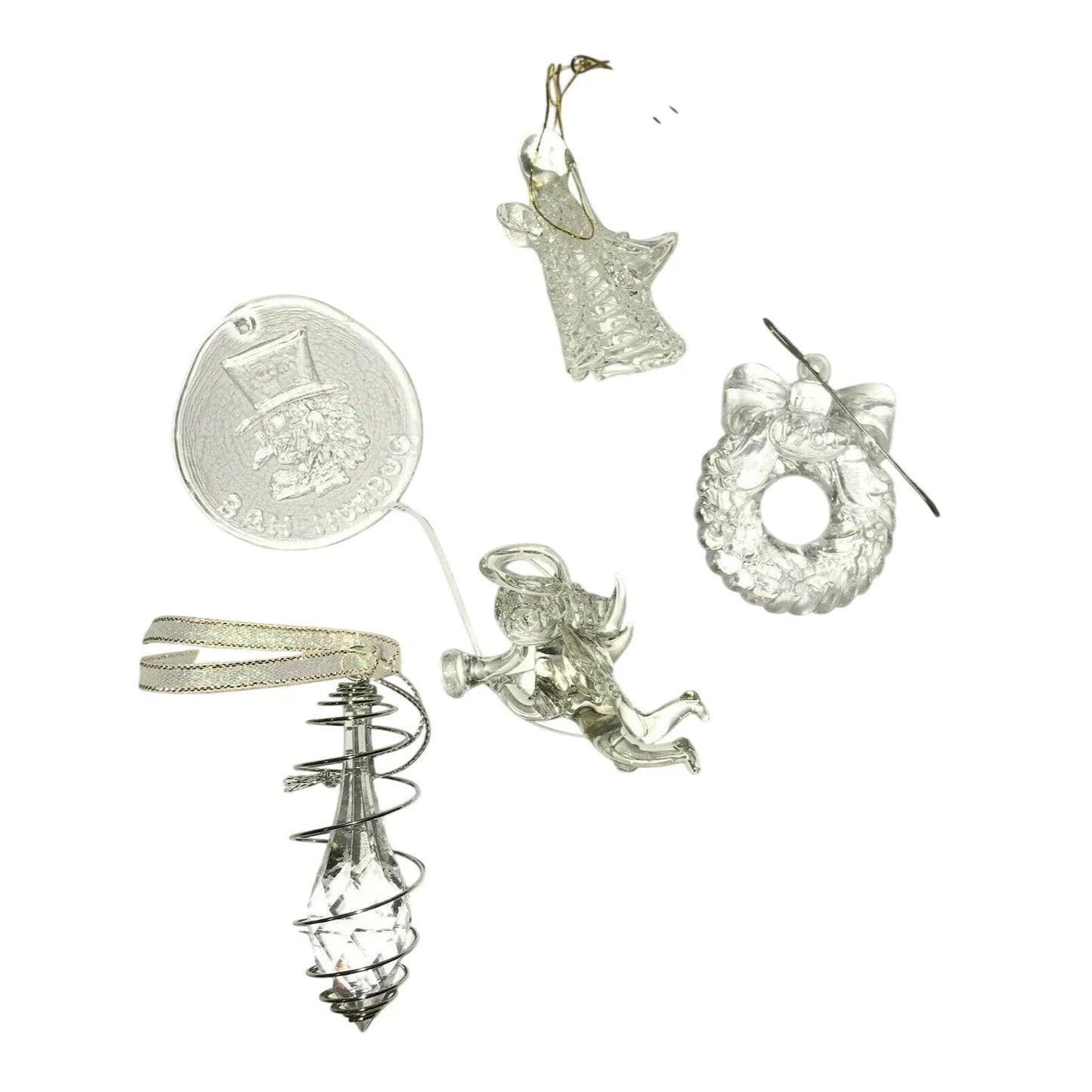 Vintage Glass CHRISTMAS TREE Ornaments Angel Trumpet Wreath and Tear Drop - Unbranded - Christmas Ornament Set - A+ Stuff
