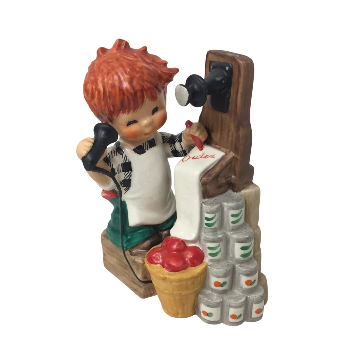 Vintage Goebel ''Super Service'' Figurine - Red Headed Store Clerk Boy - Goebel - figurine - A+ Stuff