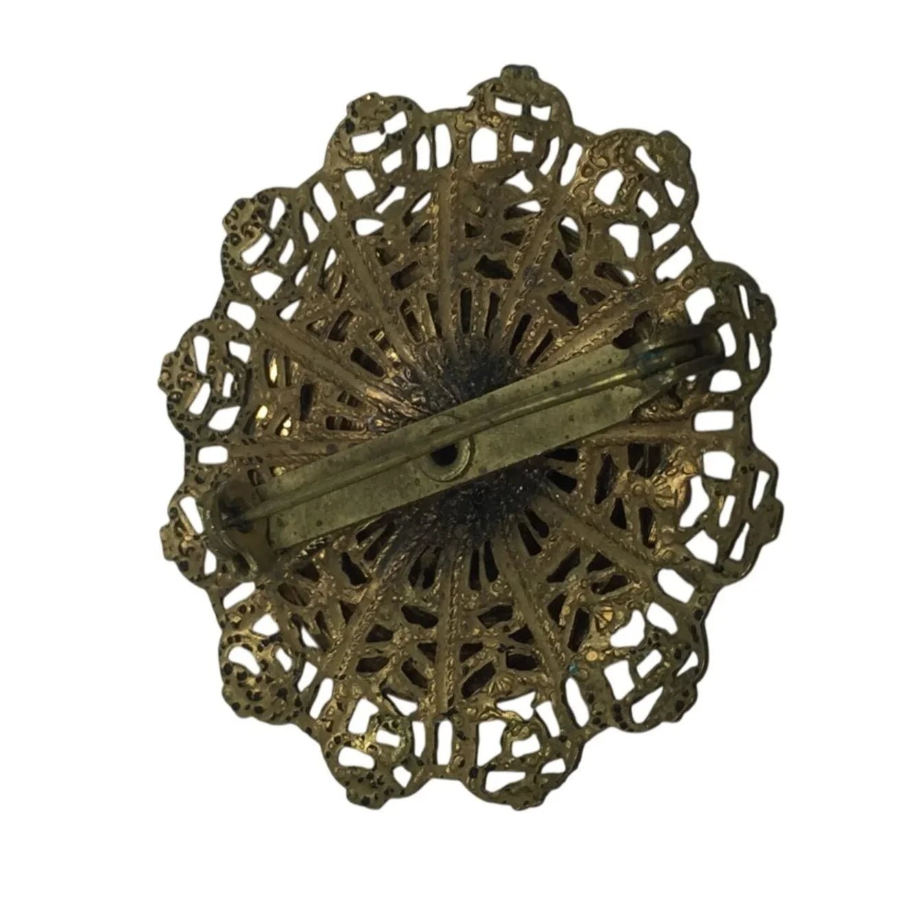Vintage Gold Tone Filigree Layered Scarf Pin with Rhinestone in the middle - A+ Stuff - Brooch - A+ Stuff